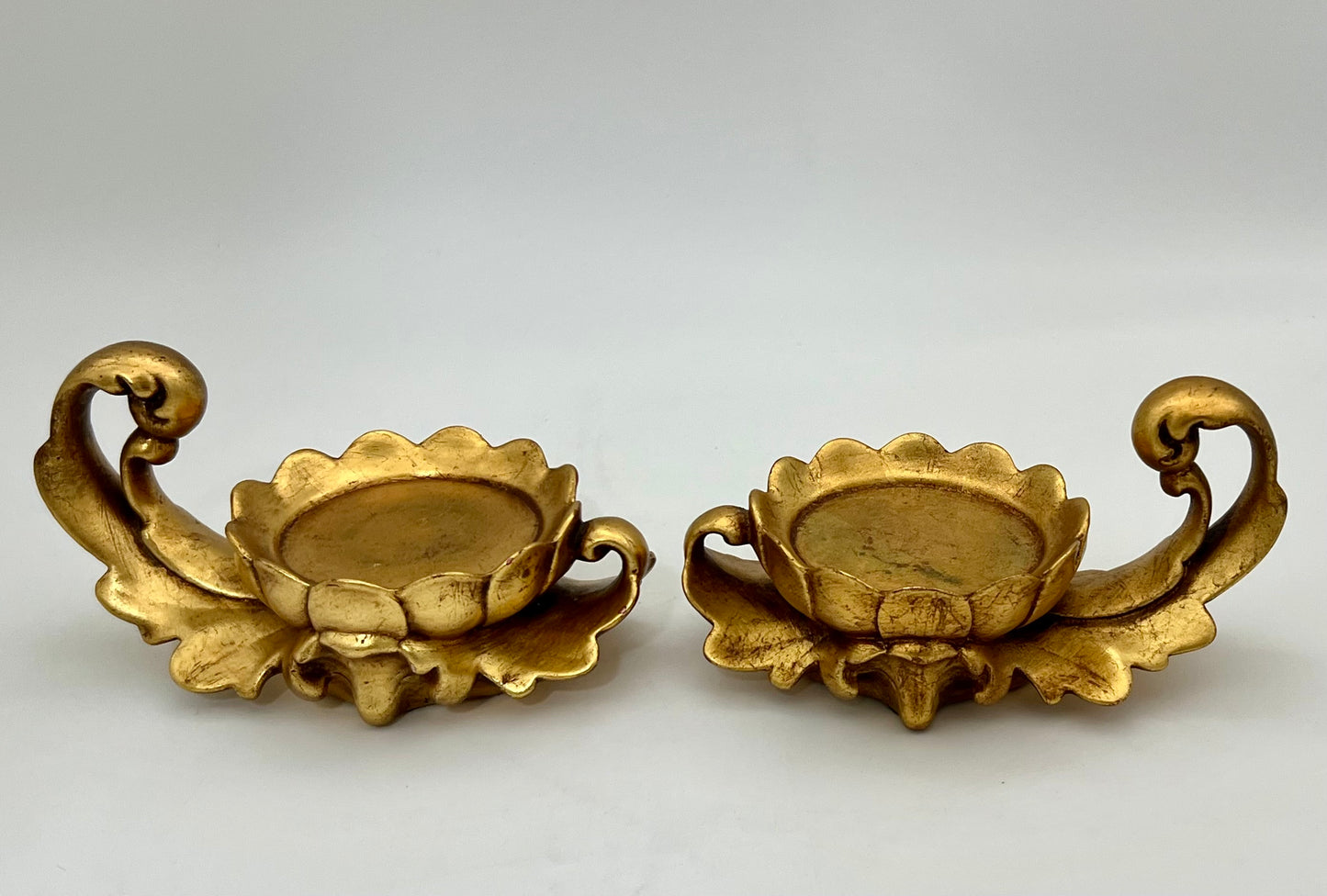 PAIR OF VINTAGE GILT CERAMIC PILAR CANDLEHOLDERS