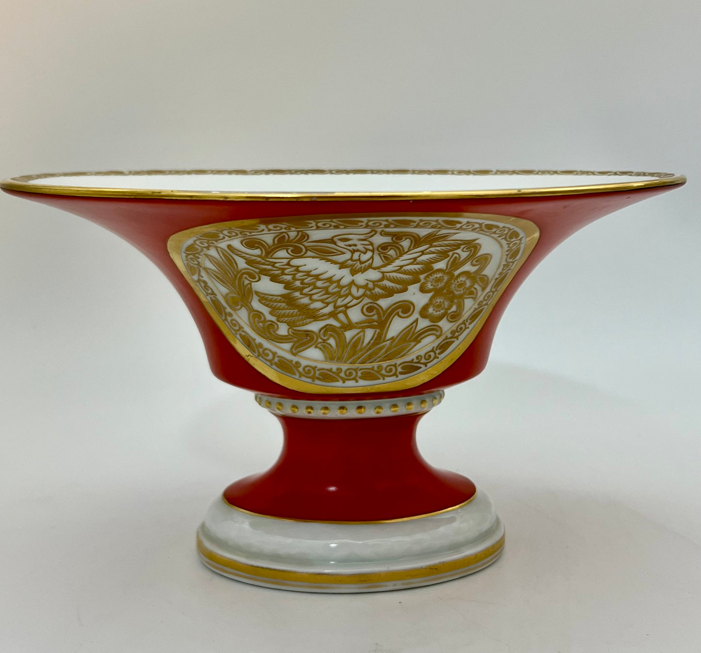 ROSENTHAL BAVERIA BURNT ORANGE AND GOLD PEDESTAL BOWL, CIRCA EARLY 1900s