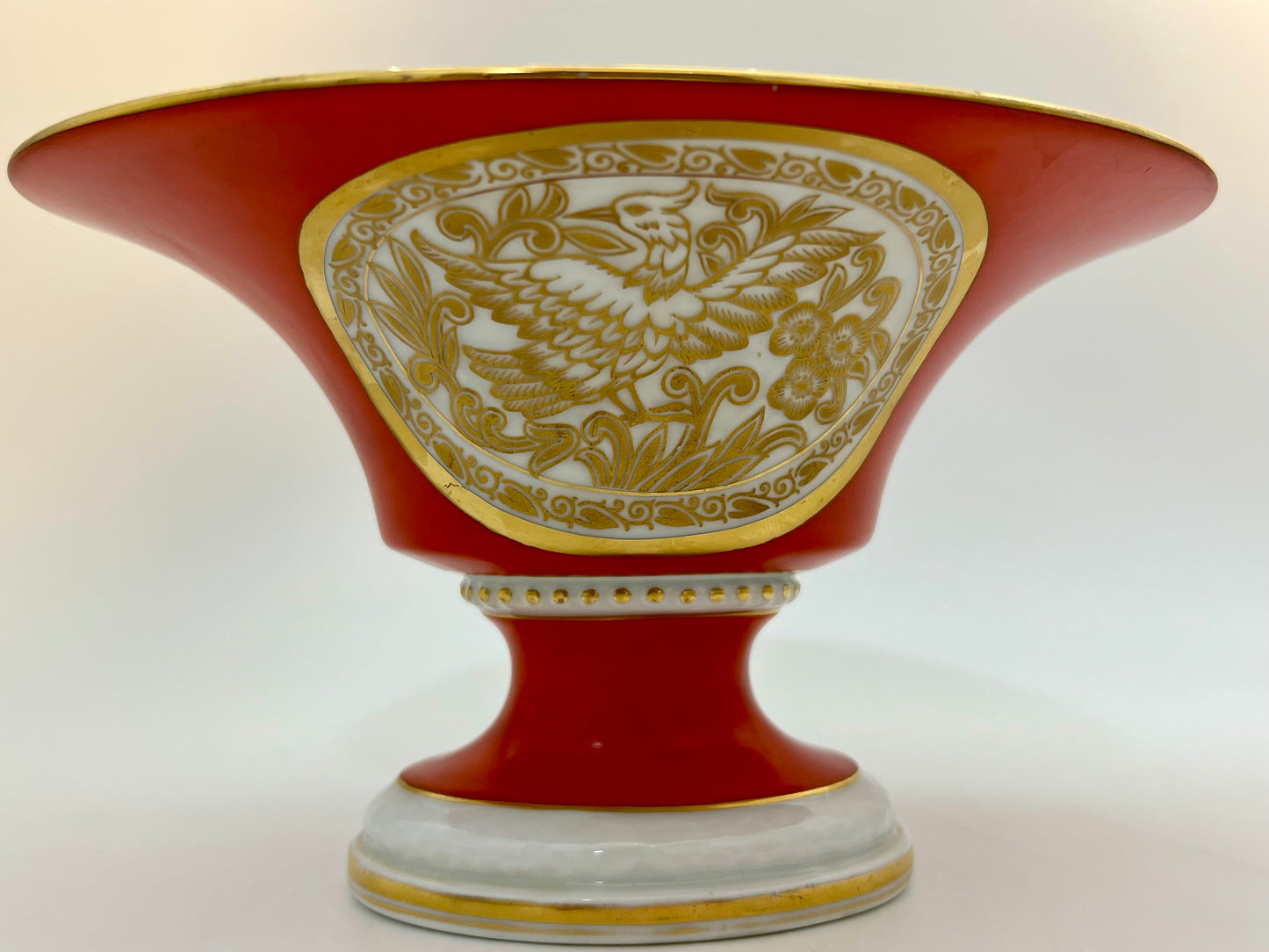 ROSENTHAL BAVERIA BURNT ORANGE AND GOLD PEDESTAL BOWL, CIRCA EARLY 1900s