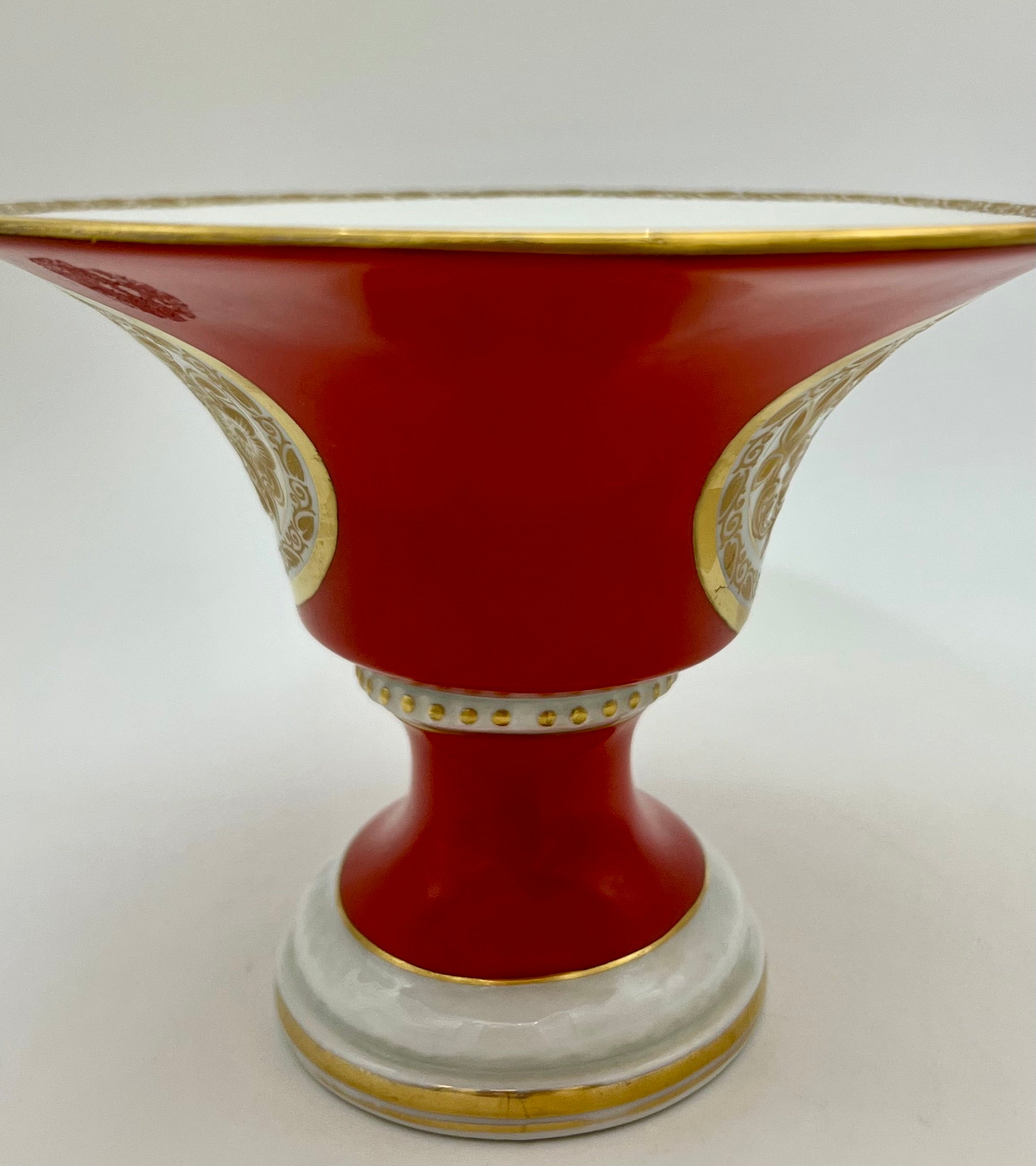 ROSENTHAL BAVARIA RED & GOLD COMPOTE WITH EAGLE MOTIF – VINTAGE PEDESTAL BOWL
