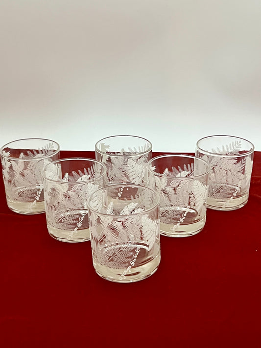 MINT CONDITION GEORGES BRIARD OLD-FASHIONED ROCKS GLASSES WITH A WINTER (HOLIDAY)LEAF DESIGN
