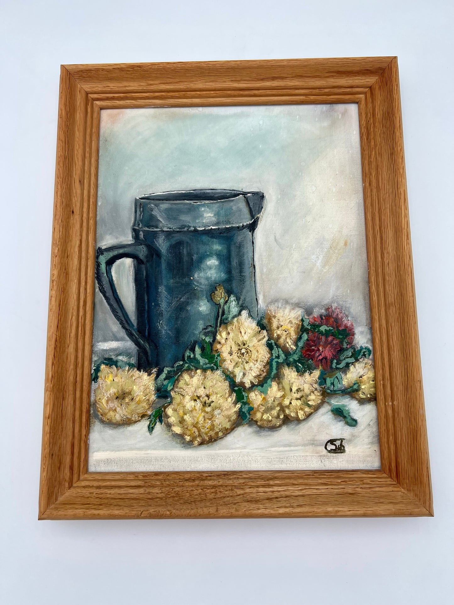 ORIGINAL STILL LIFE OIL PAINTING BY SYBIL COVINGTON, 1965