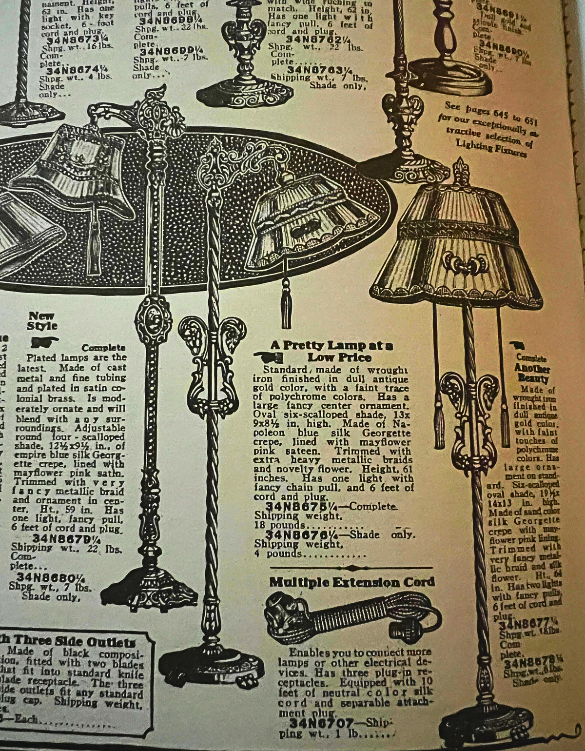 1920s Antique Bridge Floor Lamp with Adjustable Butterfly Ornaments, Ornate Gold Cast Metal Reading Lamp, Ruffled Glass Shade