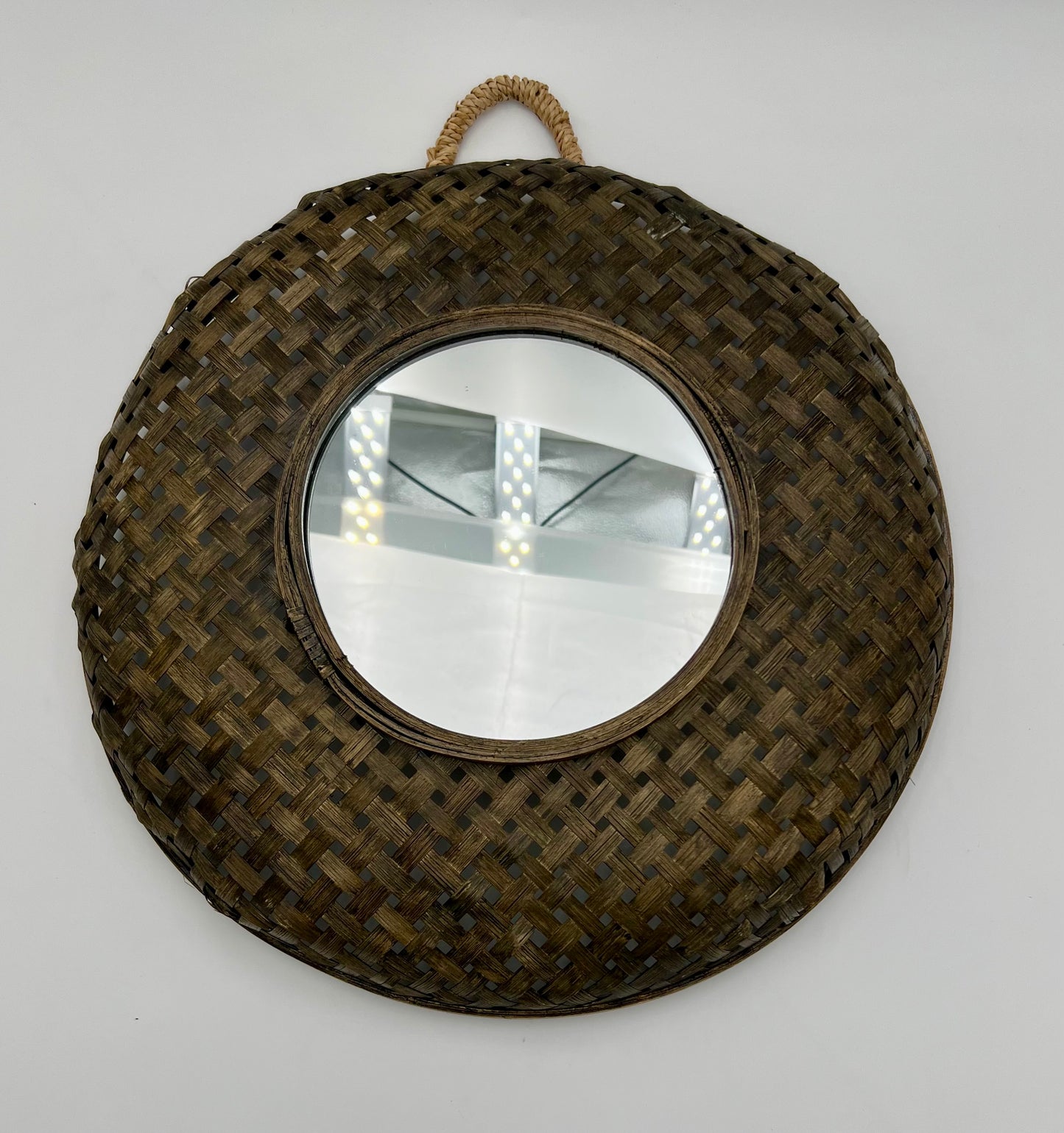 MIDCENTURY WICKER BOHO WALL MIRROR