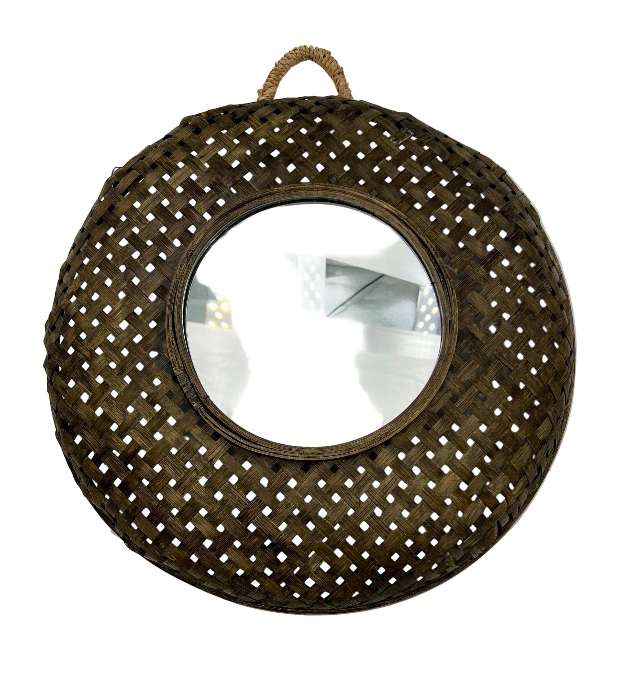 MIDCENTURY WICKER BOHO WALL MIRROR