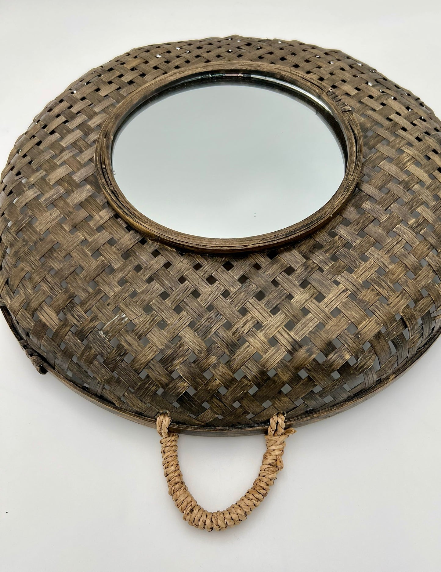 MIDCENTURY WICKER BOHO WALL MIRROR