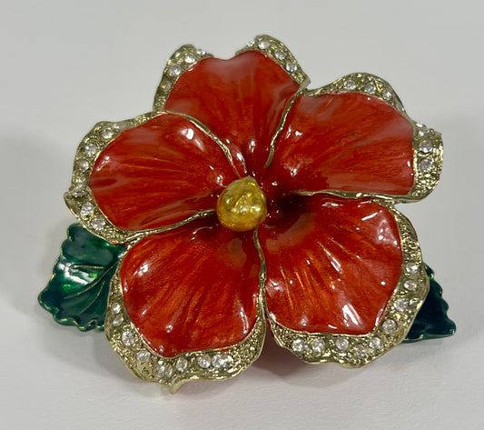 VINTAGE AUSTRALIAN CRYSTAL HIBISCUS TRINKET/JEWELRY BOX