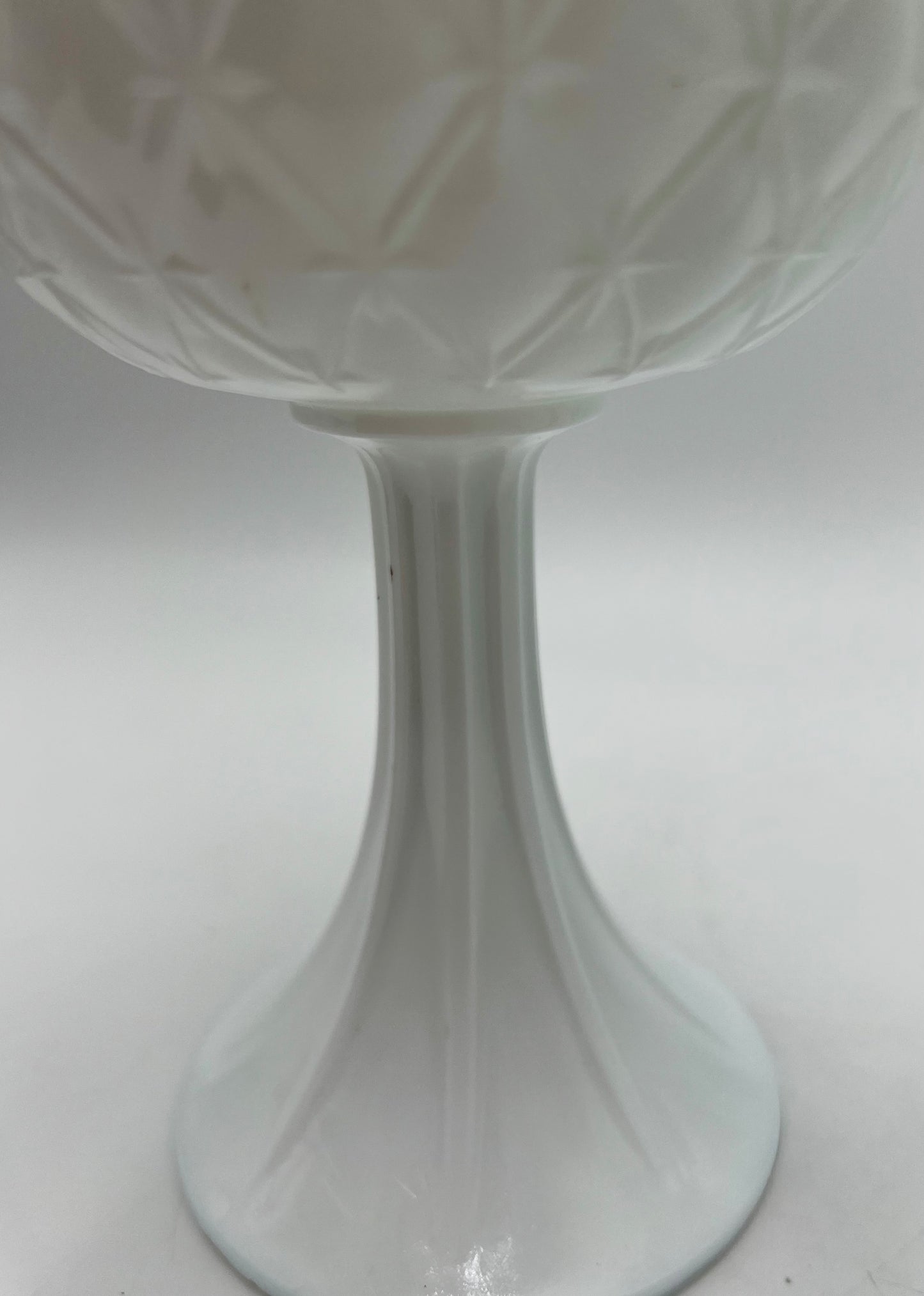 PAIR OF VINTAGE INDIANA MILK GLASS "DUETTE" PEDESTAL PLANTERS/VASES, CIRCA 1965