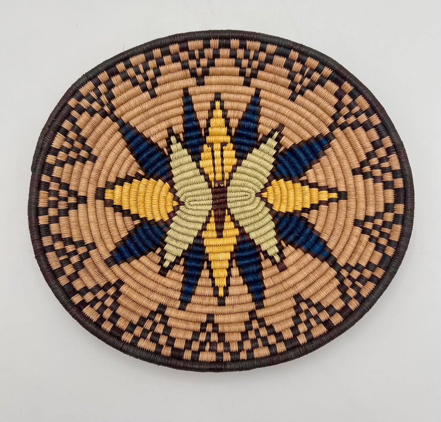 VINTAGE BUTTERFLY NATIVE AMERICAN WOVEN WALL PLATE