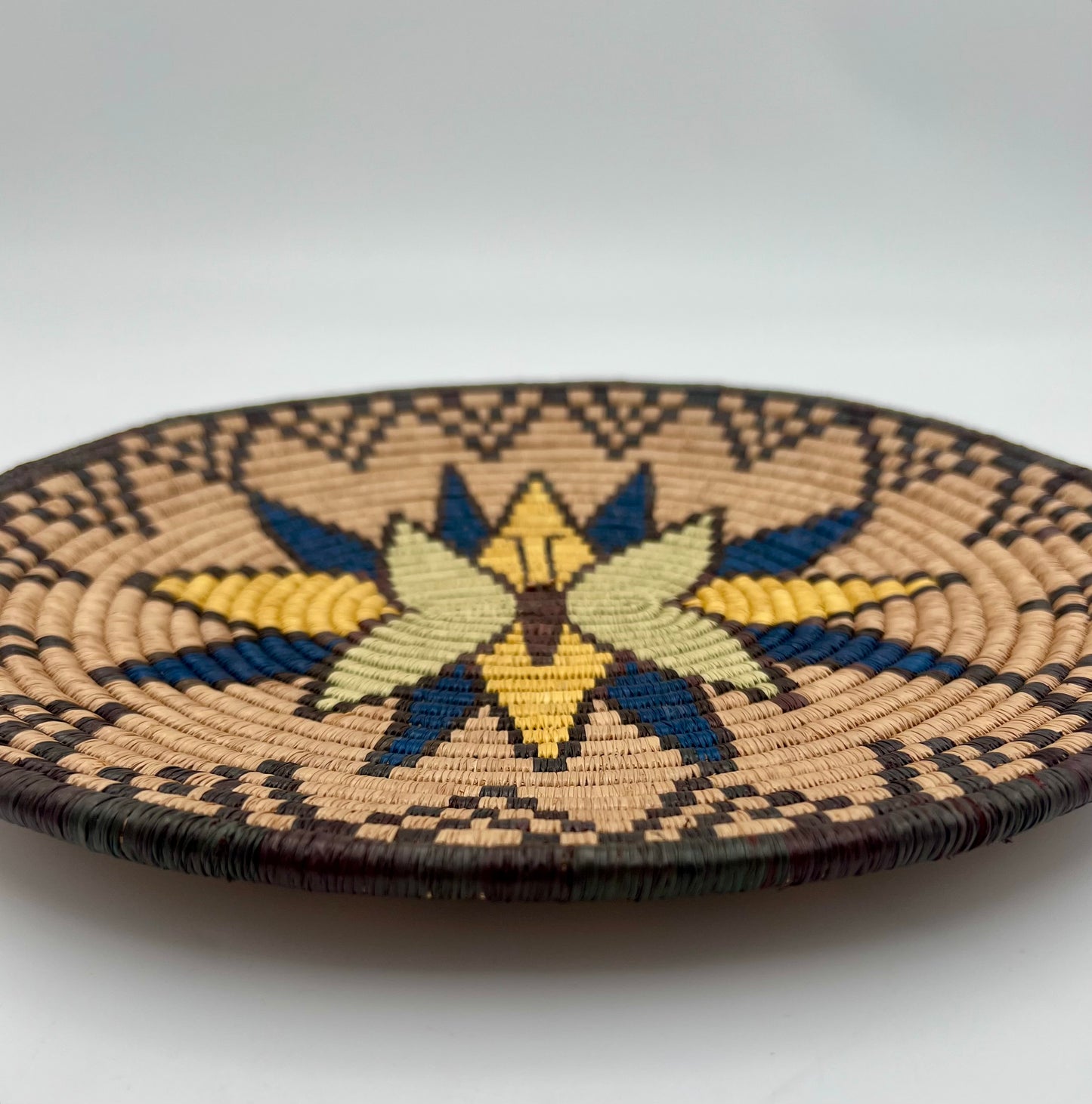 VINTAGE BUTTERFLY NATIVE AMERICAN WOVEN WALL PLATE