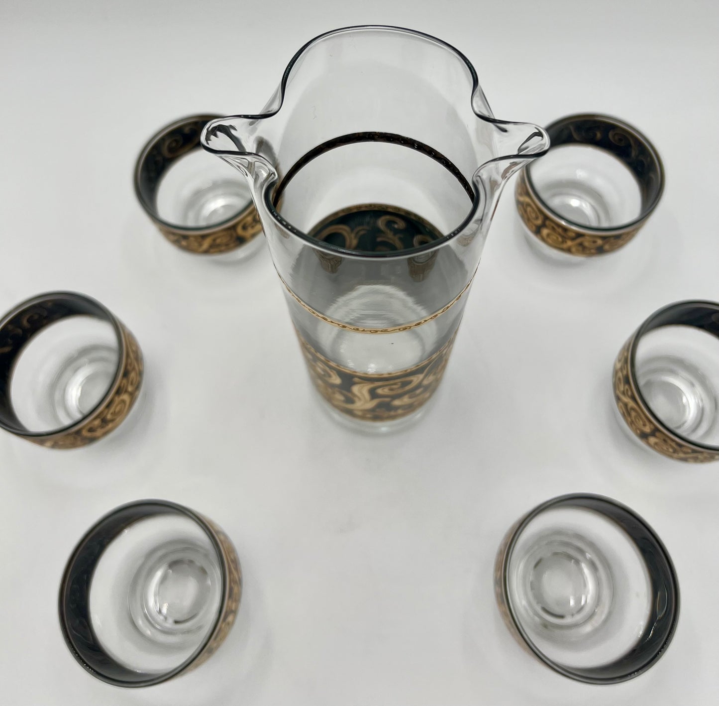 VERY RARE 1960s 22 K GOLD CULVER EBONY BAROQUE COCKTAIL SET