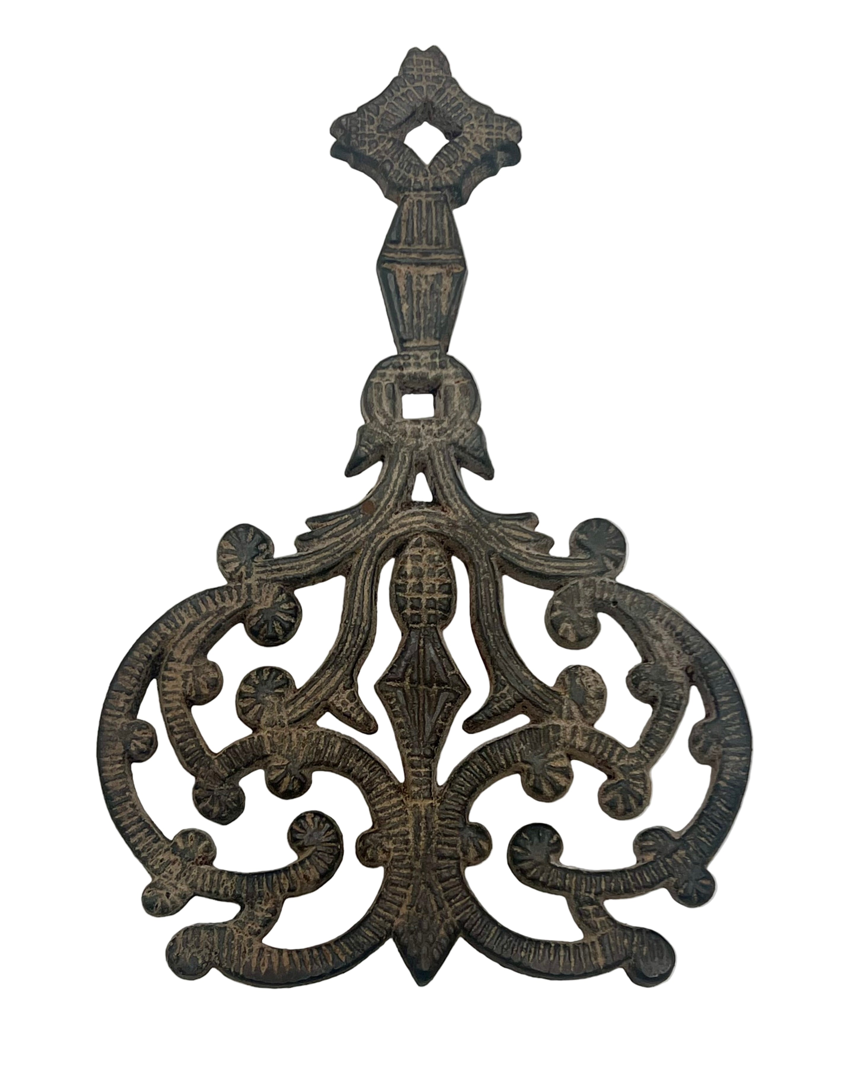 VINTAGE J.Z.H. CAST IRON TRIVET | ANTIQUE ORNATE SCROLLWORK | PENNSYLVANIA FOUNDRY | C. 1890–1910