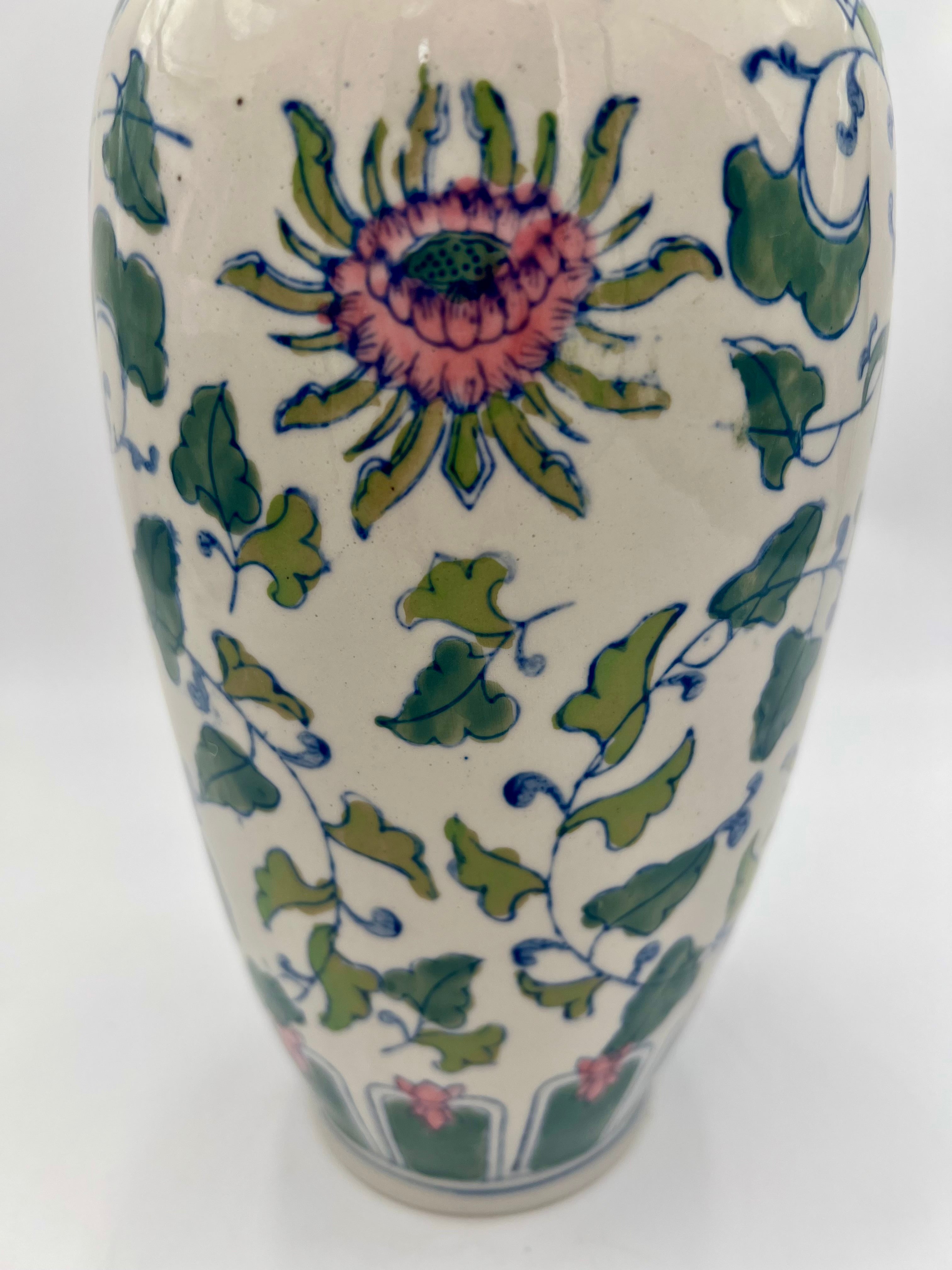 Vintage Mid-Century Hand-Painted Floral Vase – Eclectic Whimsy Charm