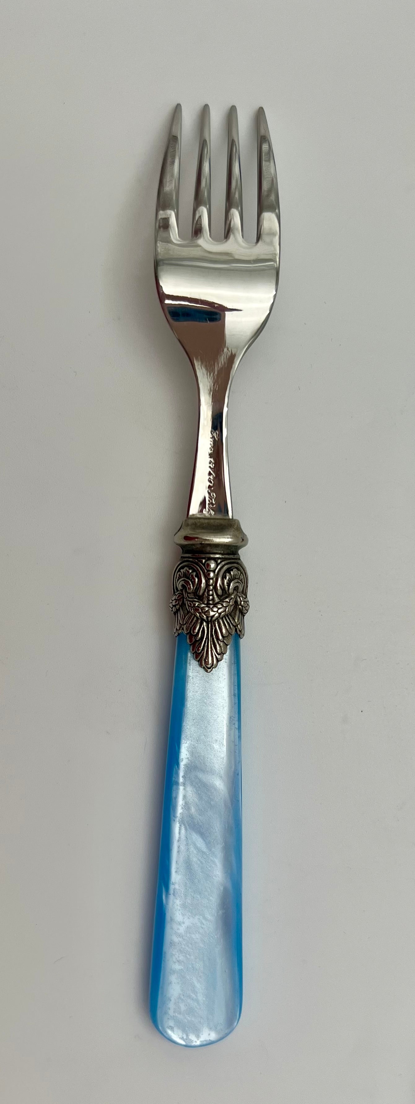 VINTAGE ITALIAN DIMITASSE CUTLERY EME NAPOLEON 18/10, SET OF 4 BLUE