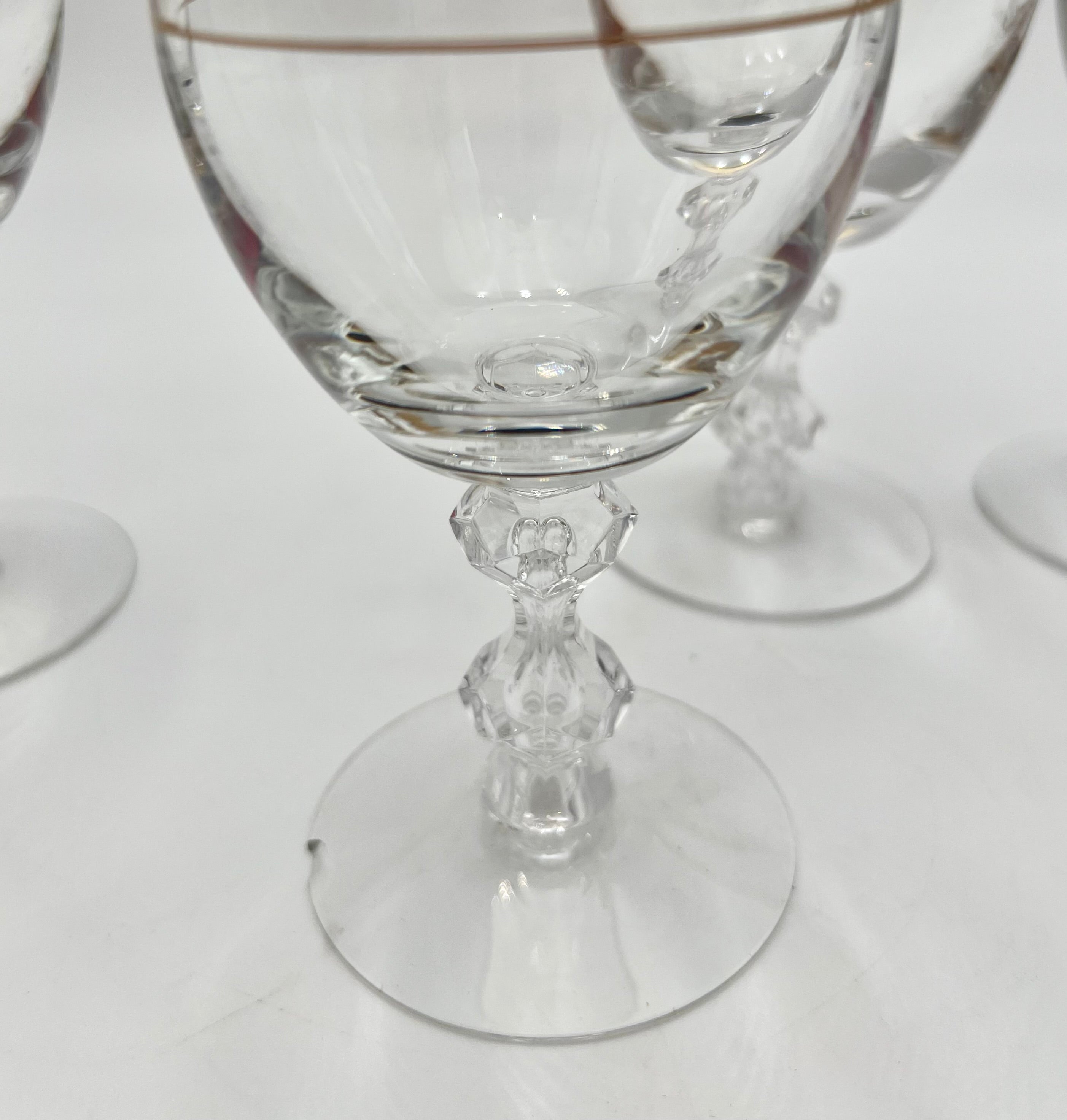 VINTAGE TIFFIN FRANCISCAN GOLD ENCRUSTED GARLAND CRYSTAL GOBLETS – SET OF 4