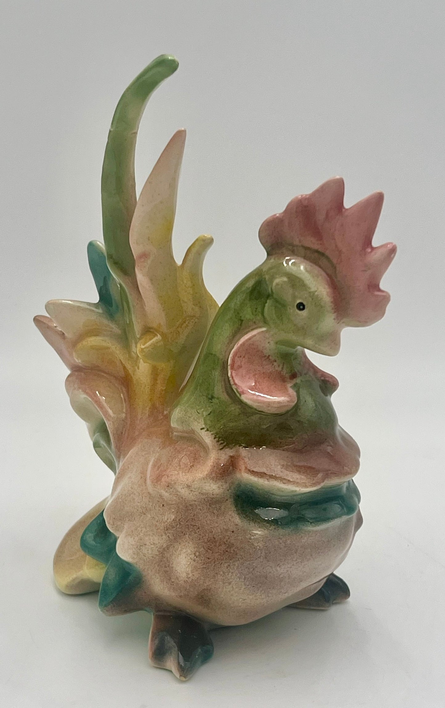 ARTIST SIGNED HANDMADE CERAMIC ROOSTER FIGURINE, CIRCA 1981