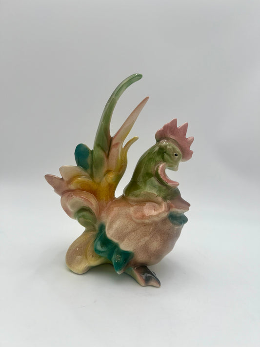 ARTIST SIGNED HANDMADE CERAMIC ROOSTER FIGURINE, CIRCA 1981