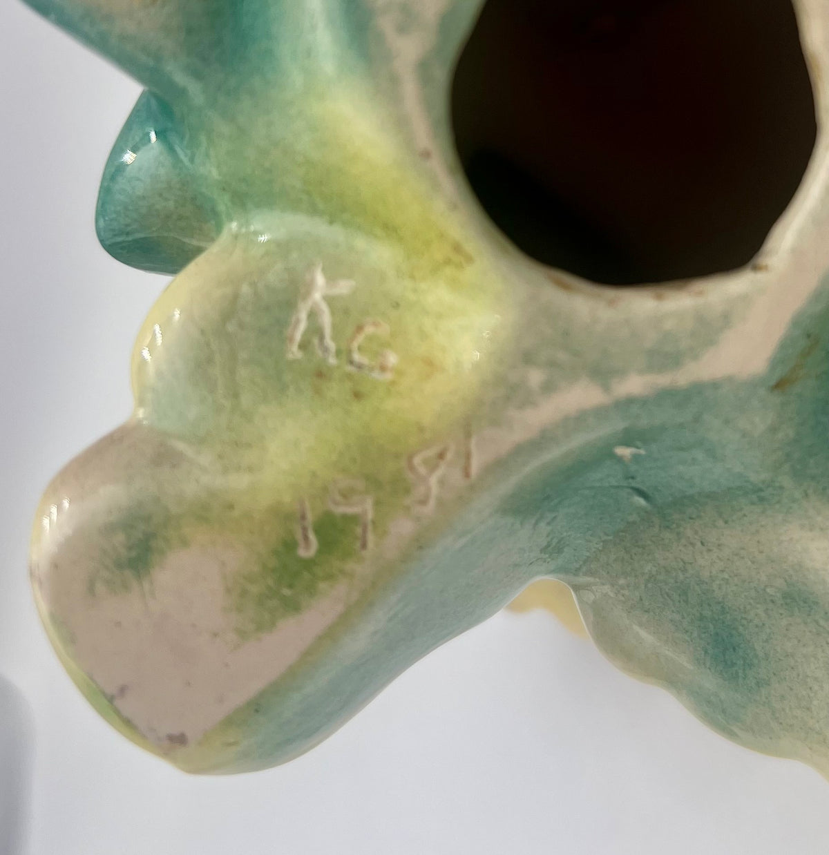 VINTAGE CERAMIC ELEPHANT FIGURINE DATED 1981 | TRUNK UP GOOD LUCK DECOR | PASTEL GLAZED ELEPHANT SCULPTURE | ECLECTIC SHELF ACCENT