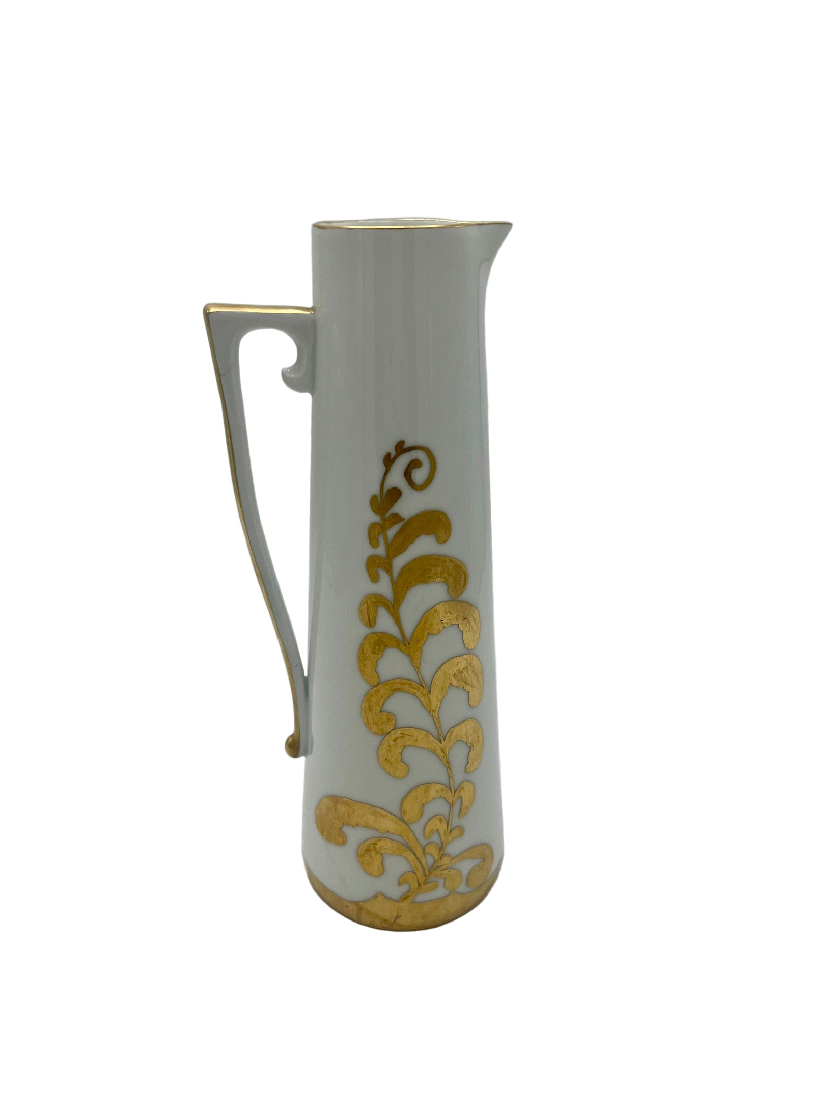 ANTIQUE UNO FAVORITE BAVARIA PORCELAIN PITCHER – HAND-PAINTED GOLD GILT, CIRCA 1910s-1930s