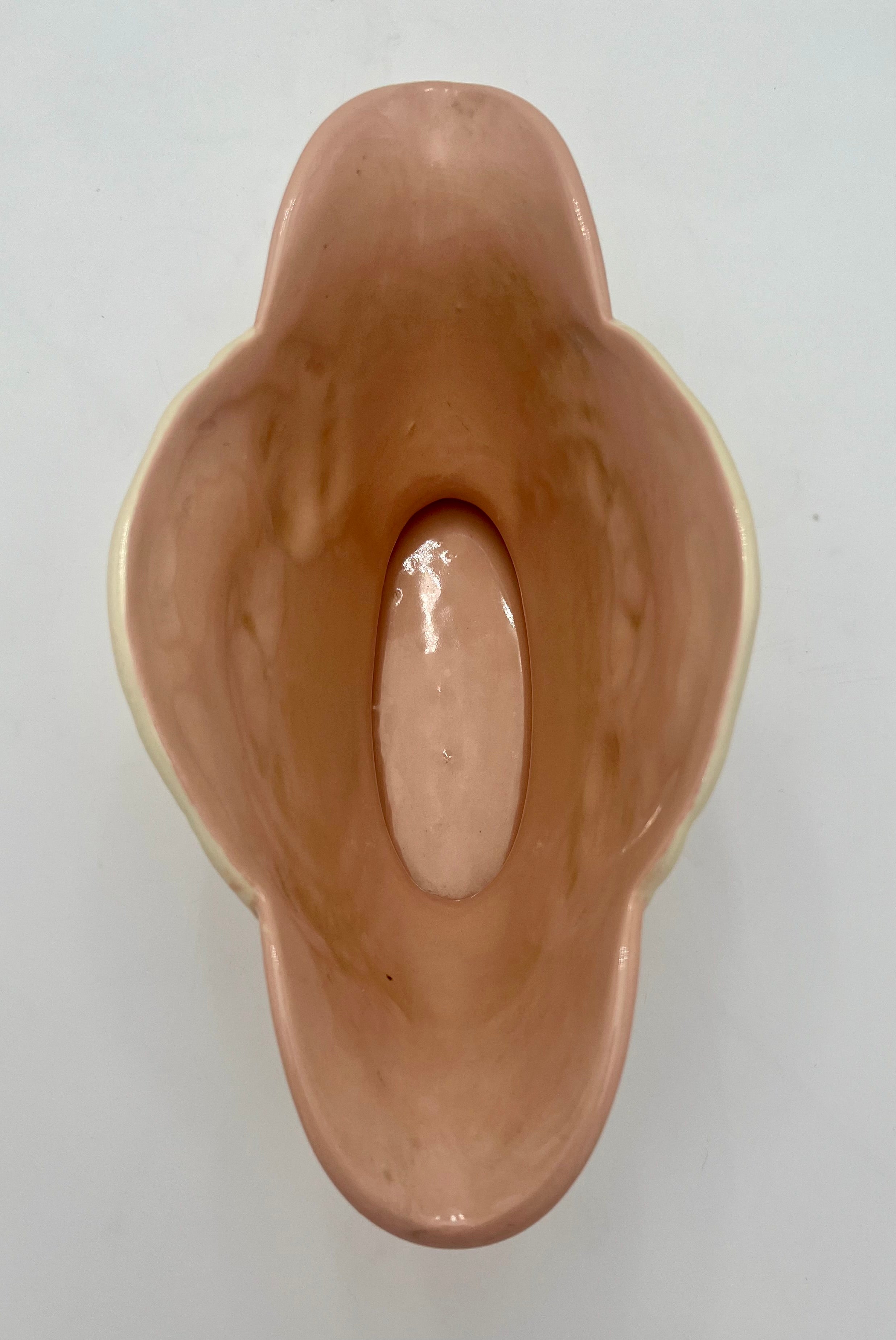 VINTAGE MID-CENTURY PINK & IVORY SWAN FEATHER PLANTER