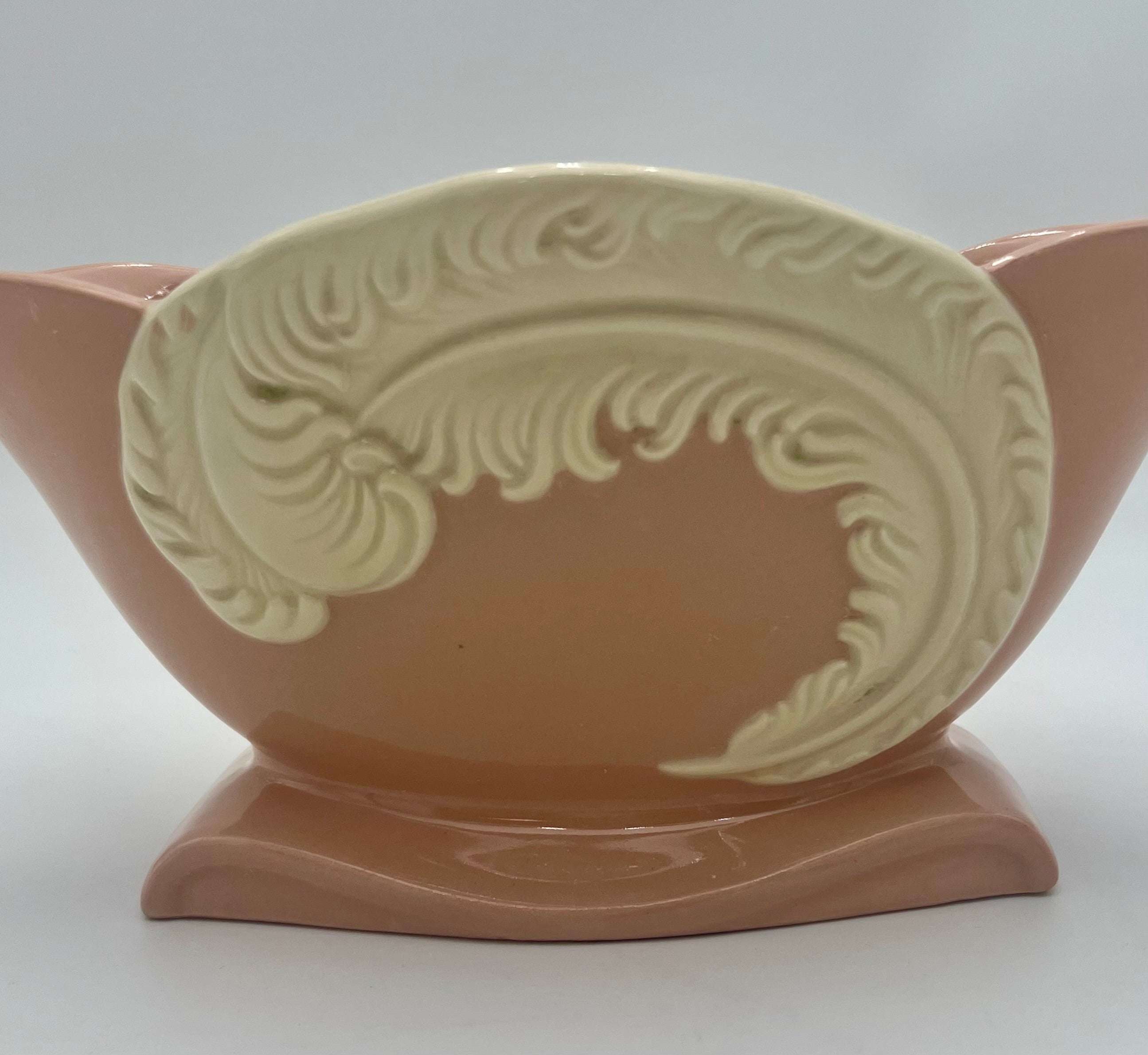 VINTAGE MID-CENTURY PINK & IVORY SWAN FEATHER PLANTER
