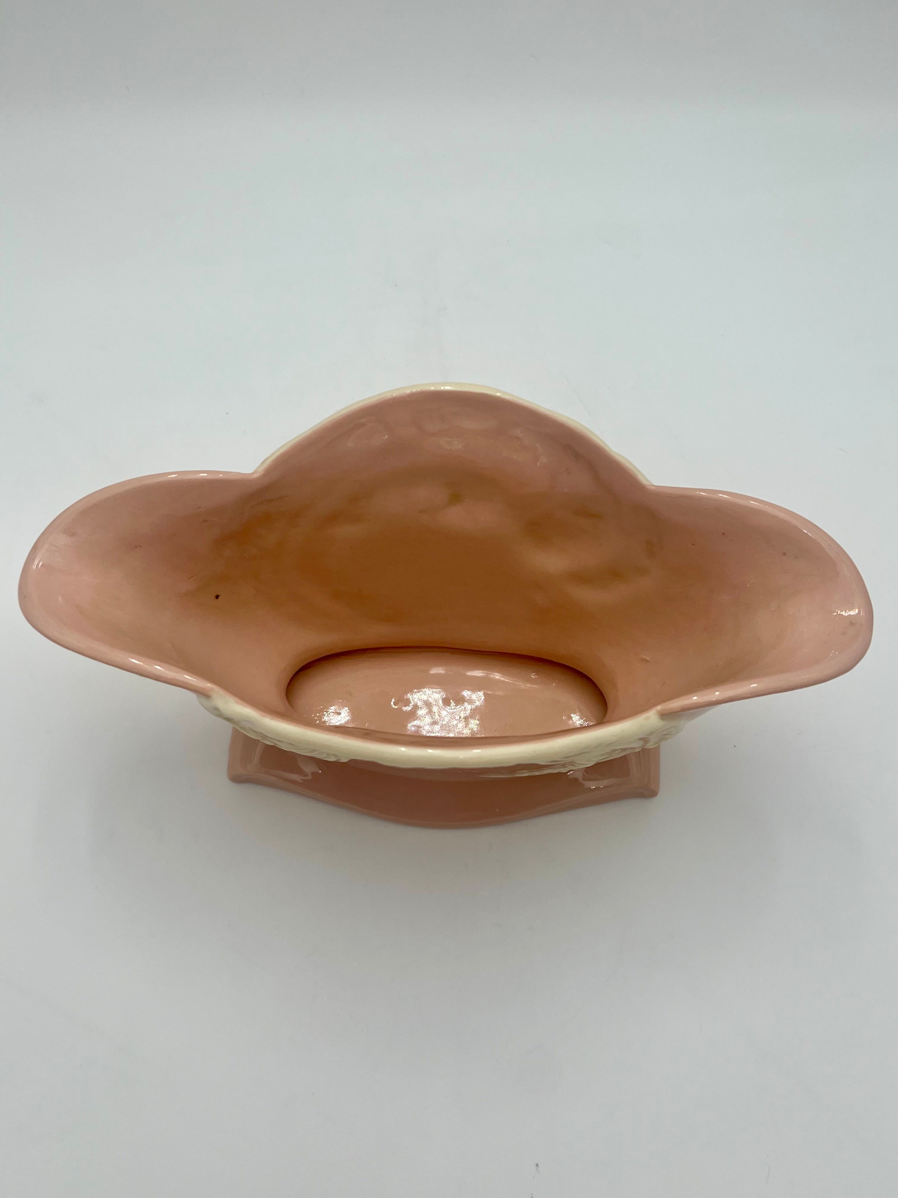VINTAGE MID-CENTURY PINK & IVORY SWAN FEATHER PLANTER