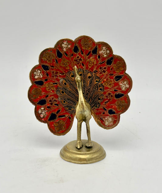 VINTAGE BRASS PEACOCK FIGURINE