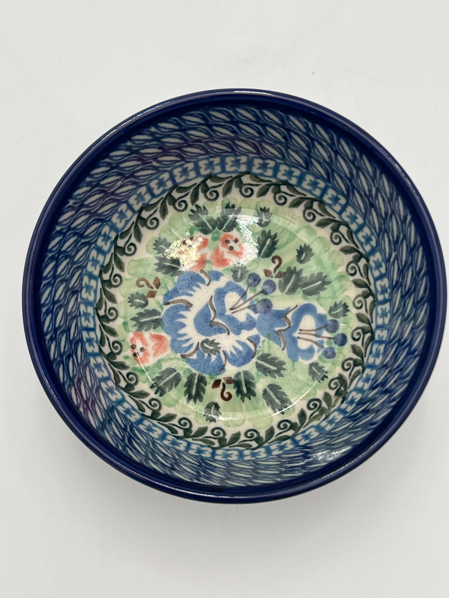 PAIR OF BOLESLAWIEC HANDMADE POLISH POTTERY SMALL DIP BOWLS