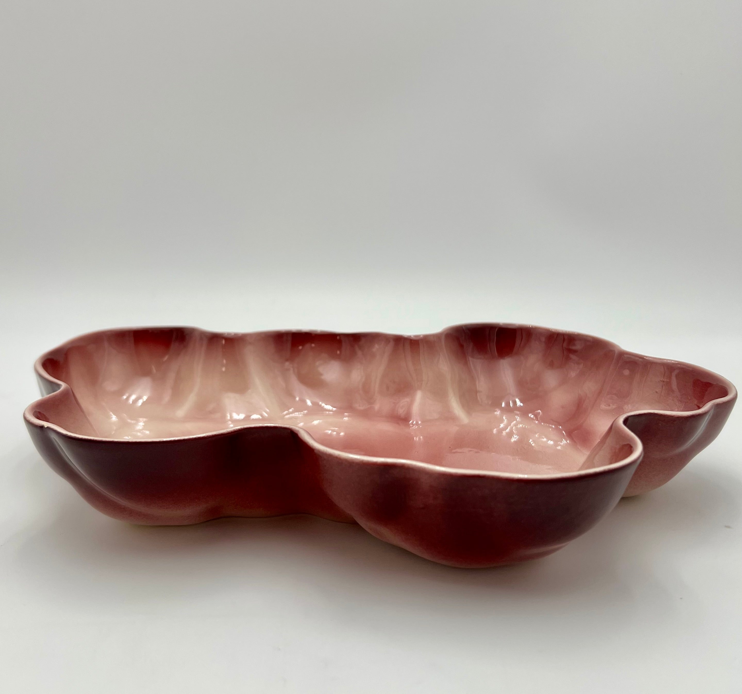 Vintage Los Angeles Potteries Pink Sculptural Dish Mid Century California Art Pottery Organic Modern Form 295