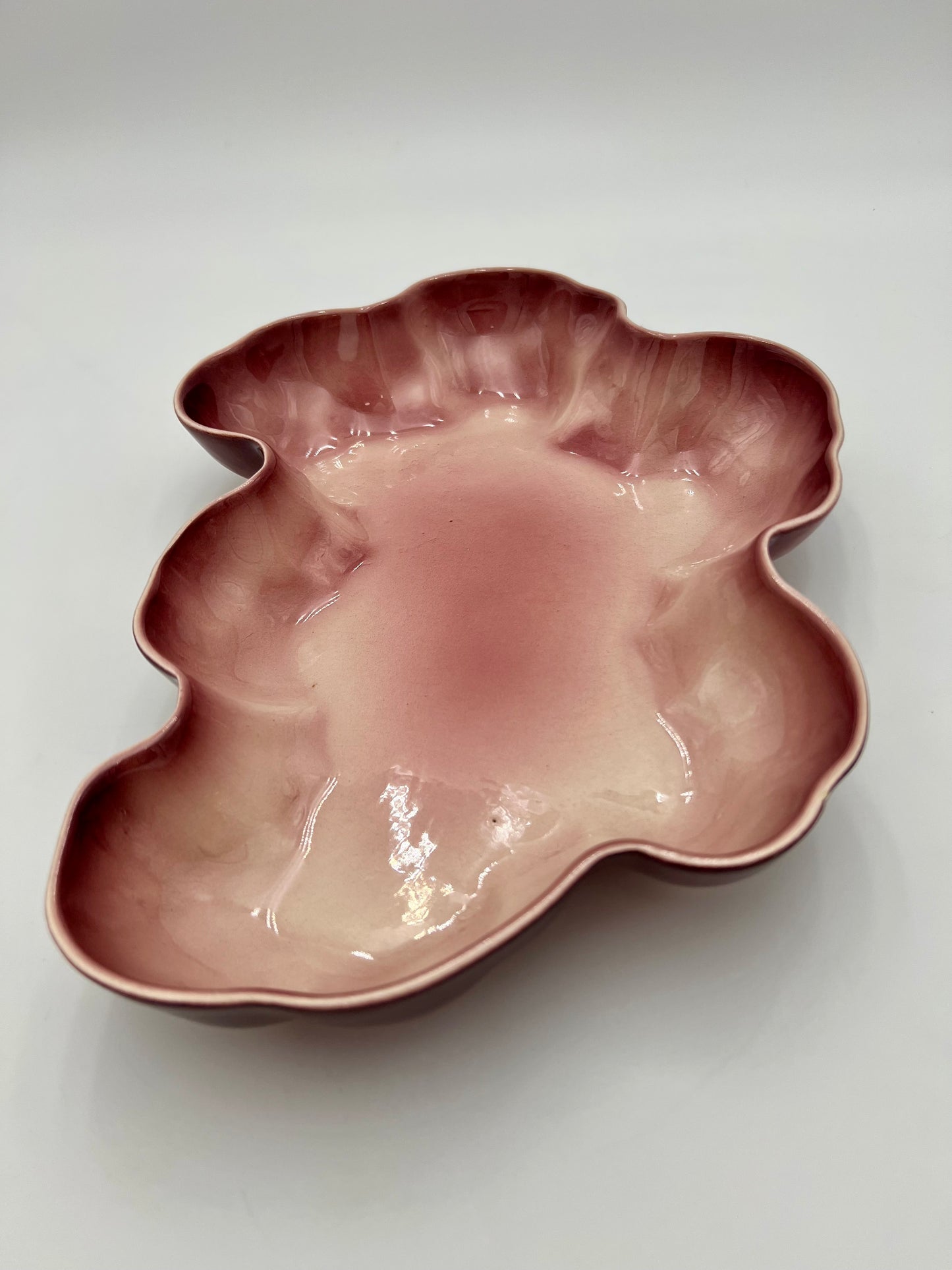 MIDCENTURY LOS ANGELES POTTERIES PINK OMBRE CENTERPIECE/CONCOLE BOWL, CIRCA 1952