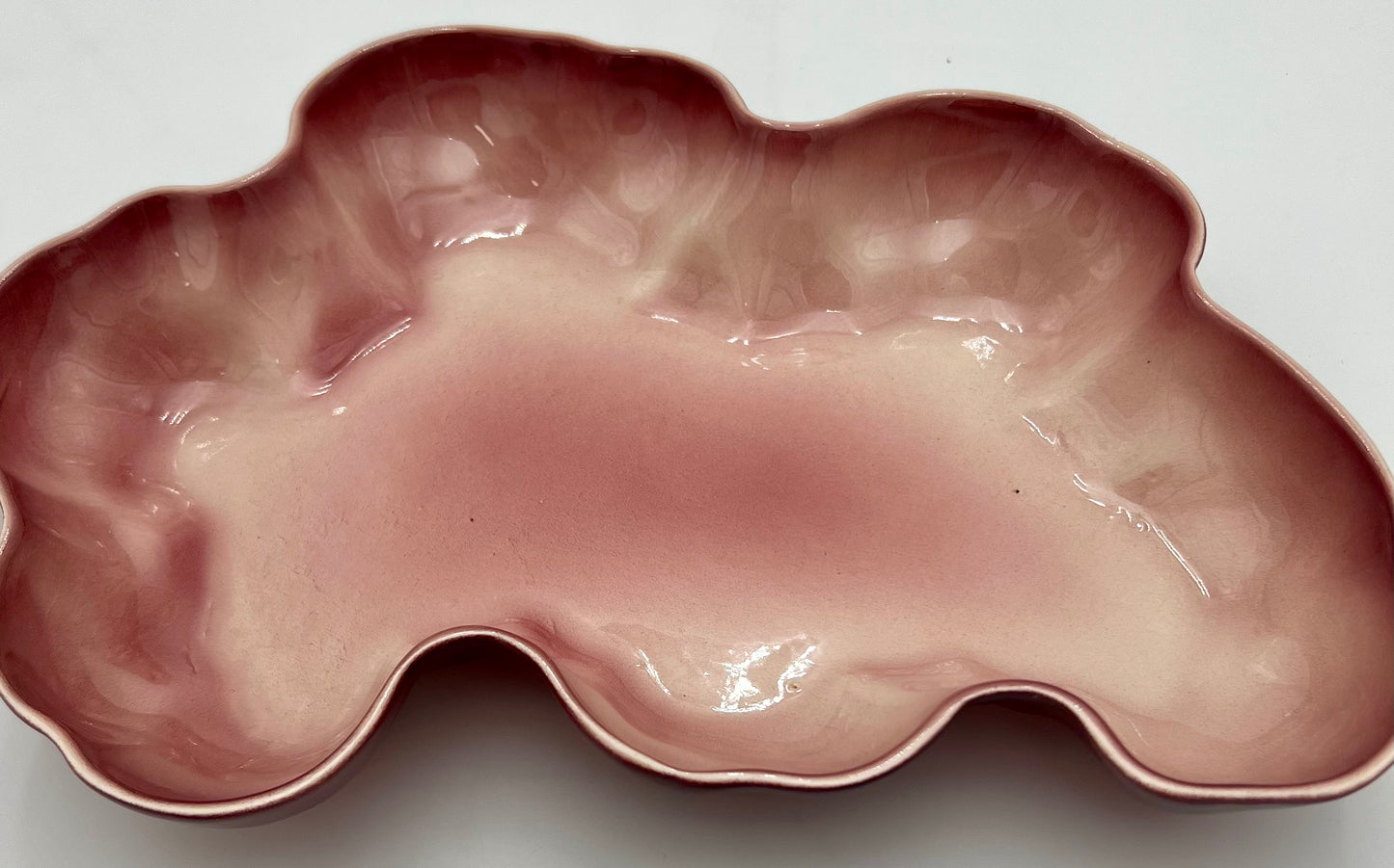 MIDCENTURY LOS ANGELES POTTERIES PINK OMBRE CENTERPIECE/CONCOLE BOWL, CIRCA 1952