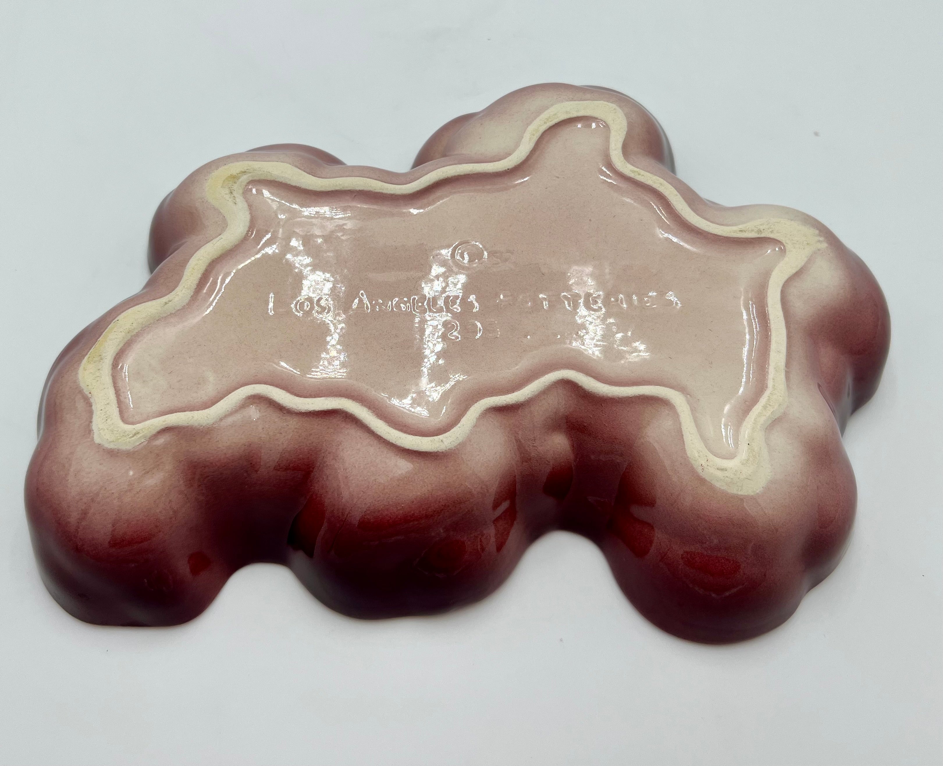 Vintage Los Angeles Potteries Pink Sculptural Dish Mid Century California Art Pottery Organic Modern Form 295
