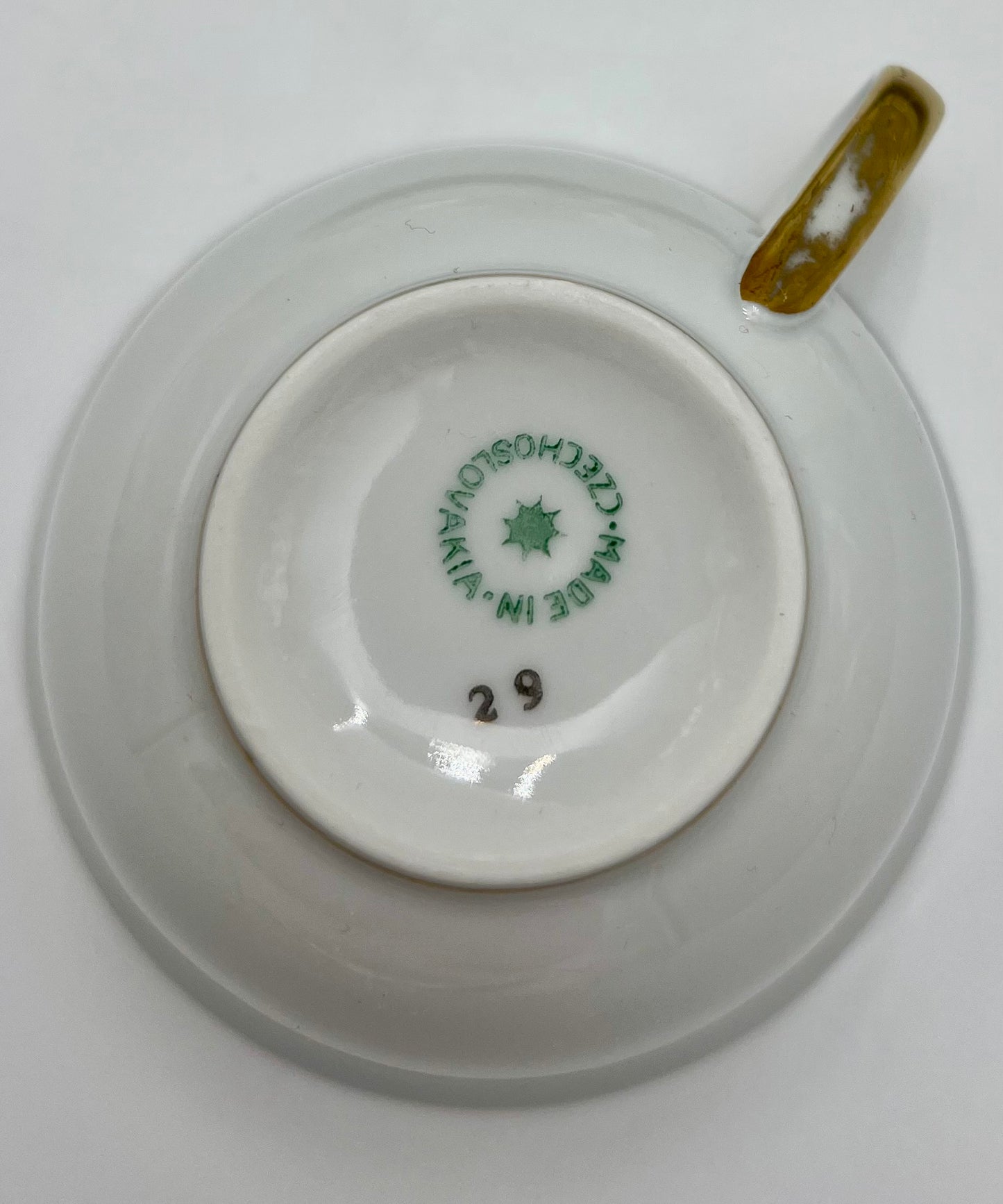 SET OF 4 ANTIQUE MZ CZECHOSLOVAKIA TEACUPS AND SAUCERS, CIRCA 1909-1922