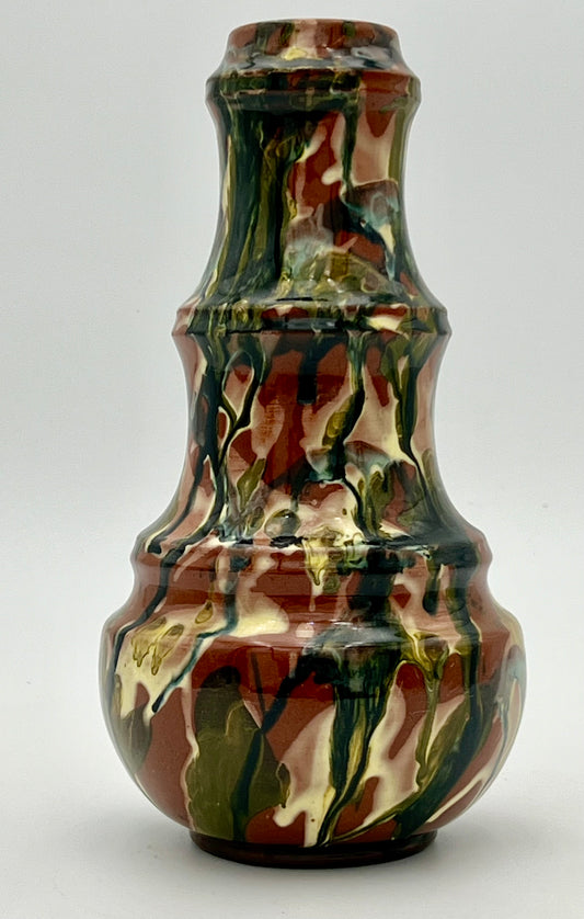 RARE ANTIQUE DRIP HAND PAINTED CERAMIC VASE