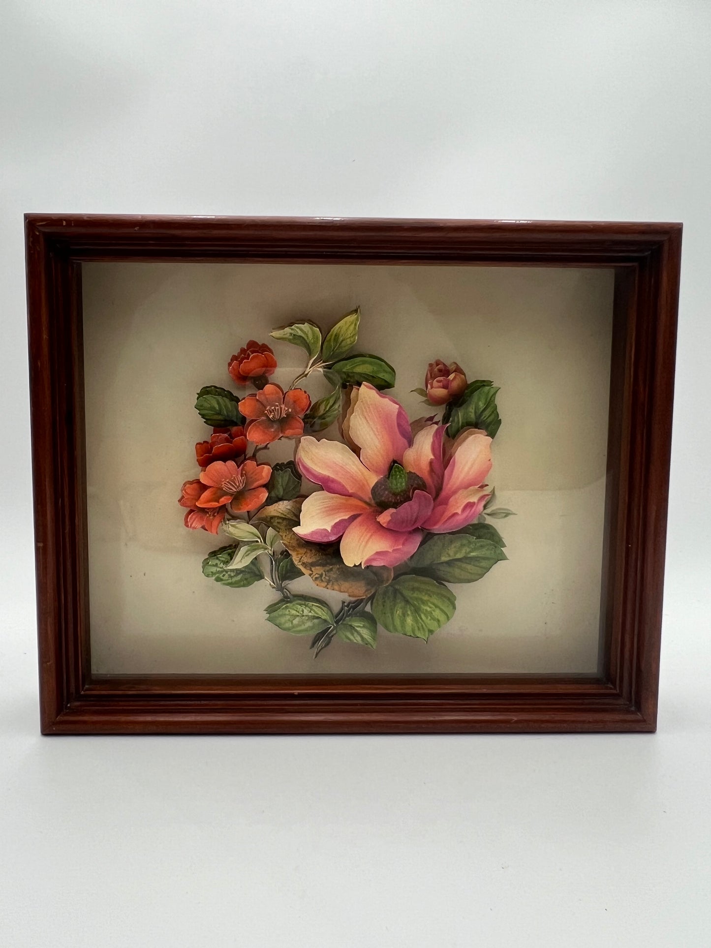 VINTAGE EUROPEAN INSPIRED 3D PAPER FLOWER SHADOW BOX ART