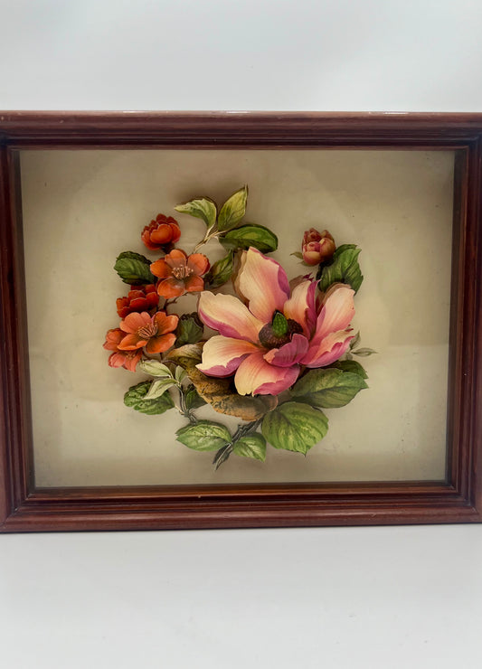 VINTAGE EUROPEAN INSPIRED 3D PAPER FLOWER SHADOW BOX ART