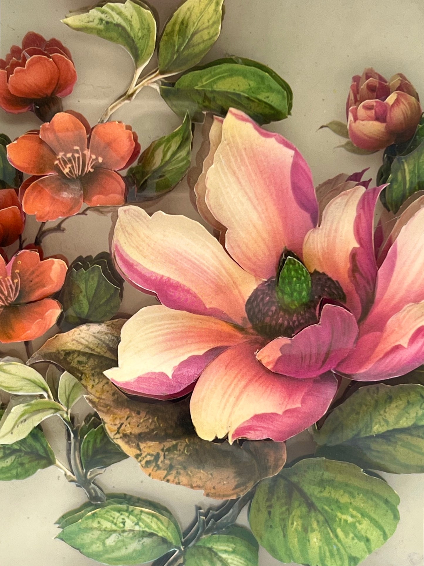 VINTAGE EUROPEAN INSPIRED 3D PAPER FLOWER SHADOW BOX ART
