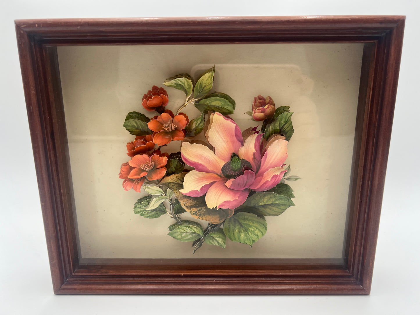 VINTAGE EUROPEAN INSPIRED 3D PAPER FLOWER SHADOW BOX ART
