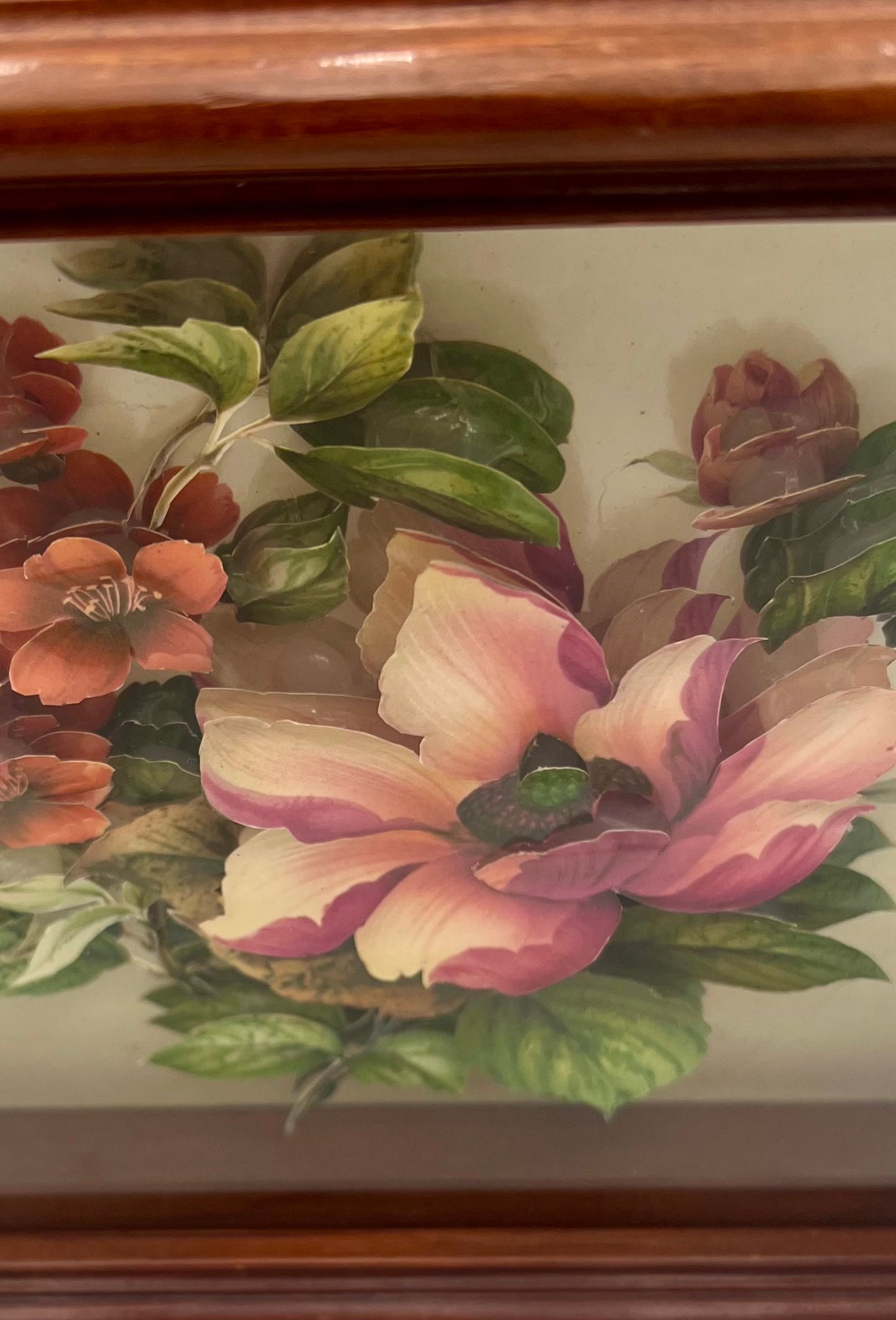 VINTAGE EUROPEAN INSPIRED 3D PAPER FLOWER SHADOW BOX ART