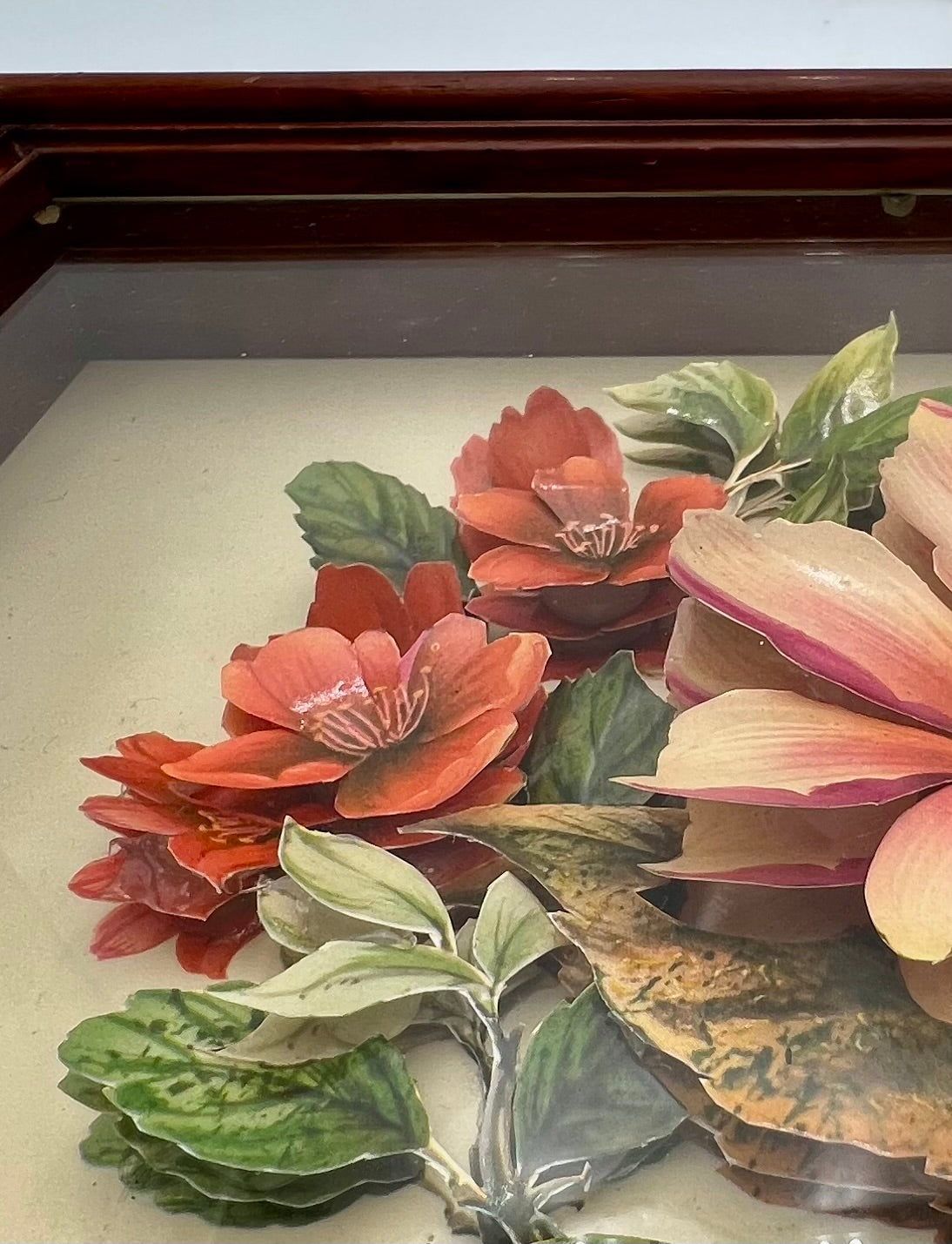 VINTAGE EUROPEAN INSPIRED 3D PAPER FLOWER SHADOW BOX ART