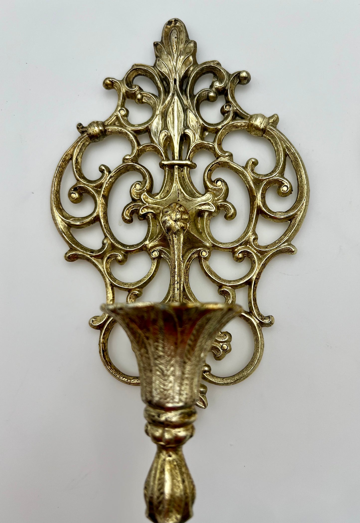 RARE VINTAGE PAIR OF ORNATE GOLD WALL SCONCES
