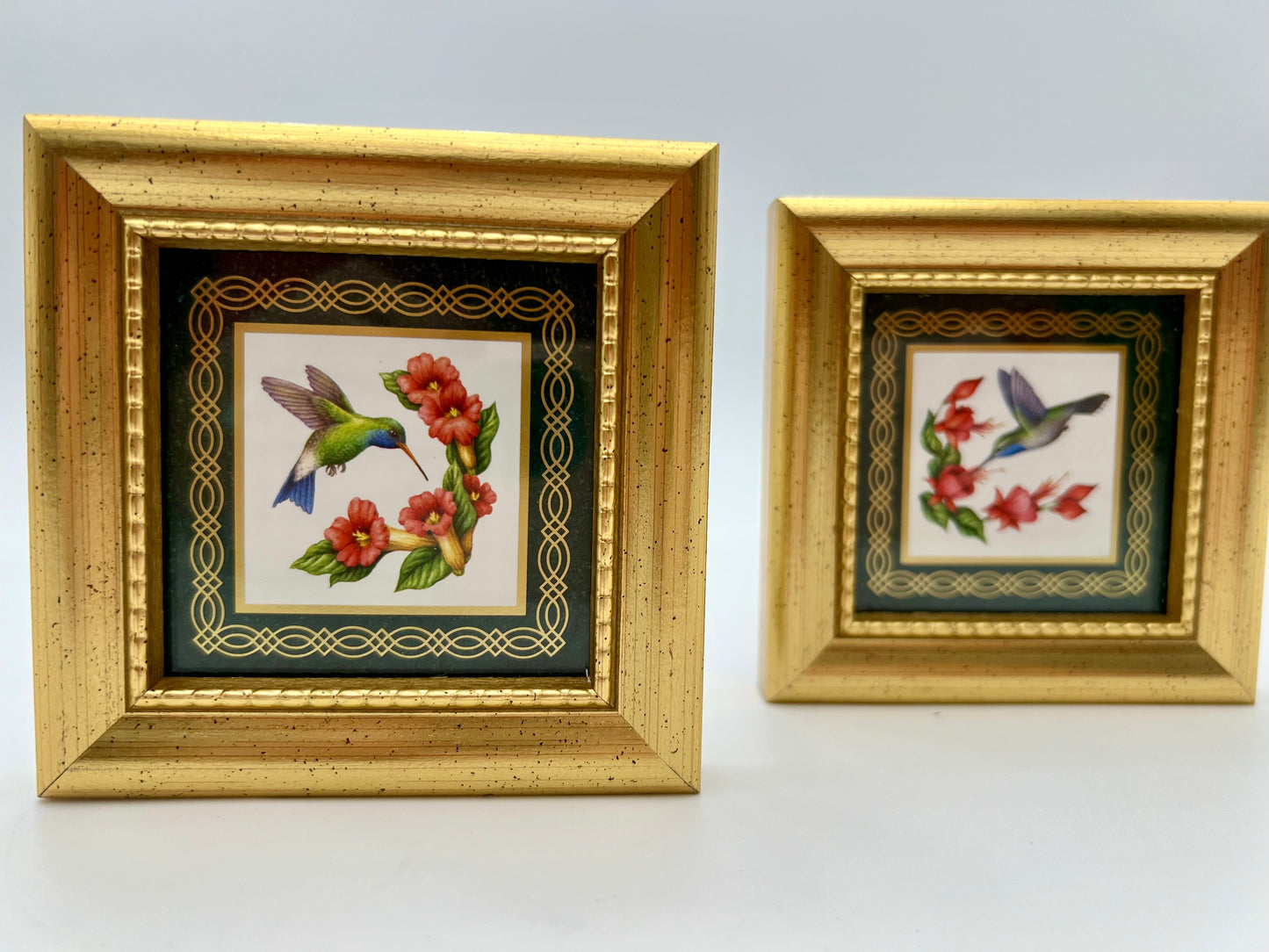 VINTAGE PAIR OF SMALL FRAMED HUMMINGBIRD PRINTS