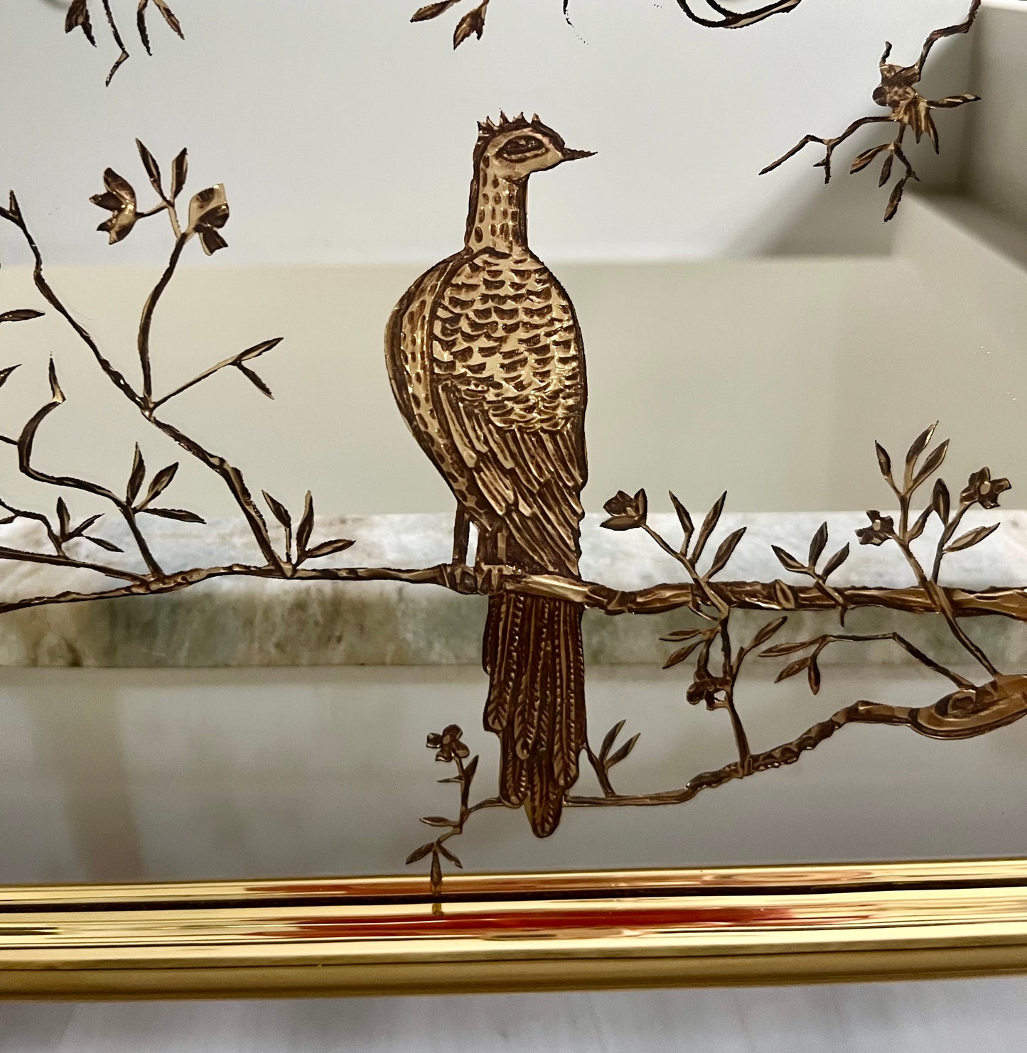 VINTAGE 1982 SIGNED SEBET SILVERMAN VERRE  ÉGLOMISÉ GOLD MIRROR