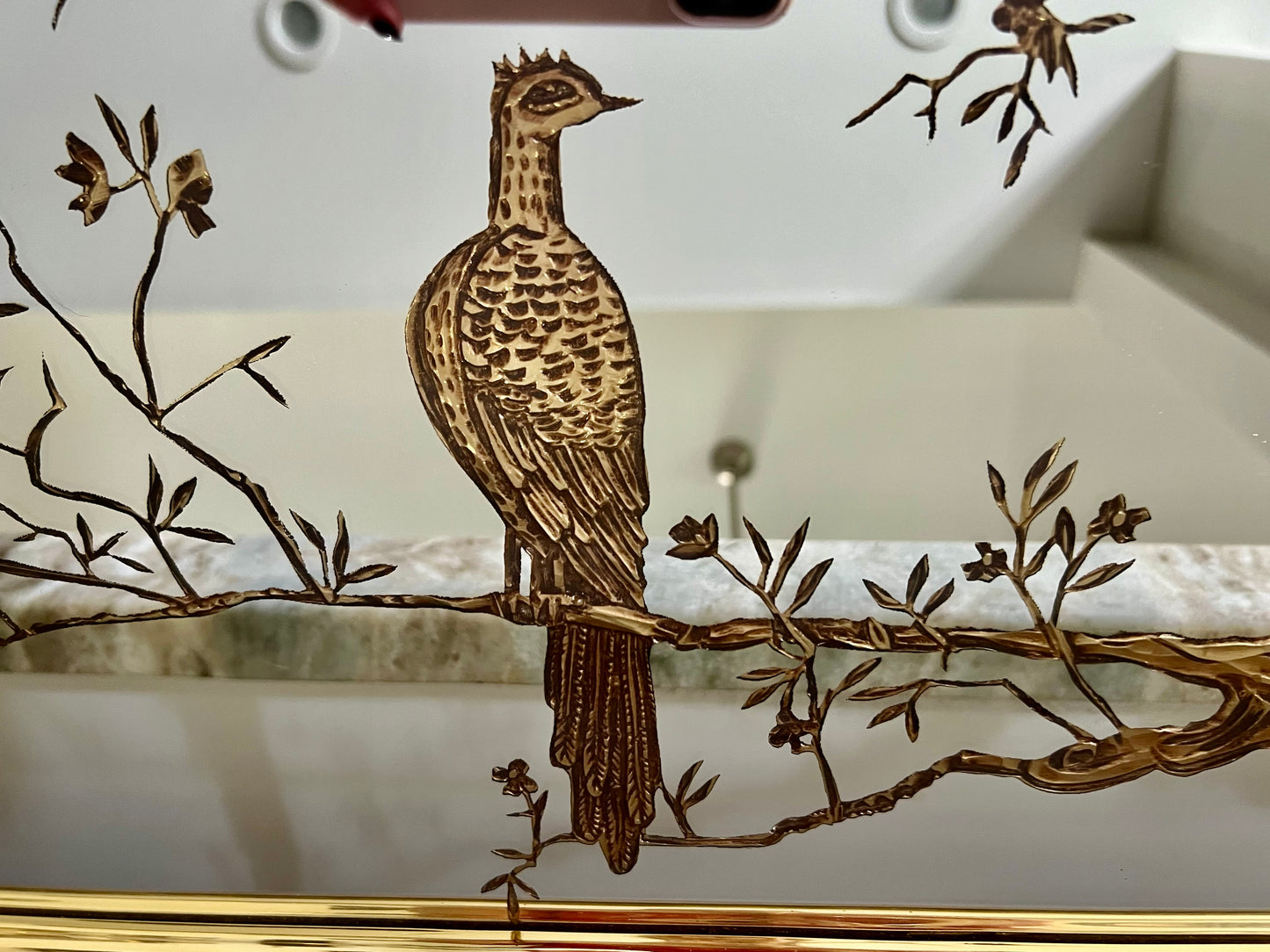 VINTAGE 1982 SIGNED SEBET SILVERMAN VERRE  ÉGLOMISÉ GOLD MIRROR