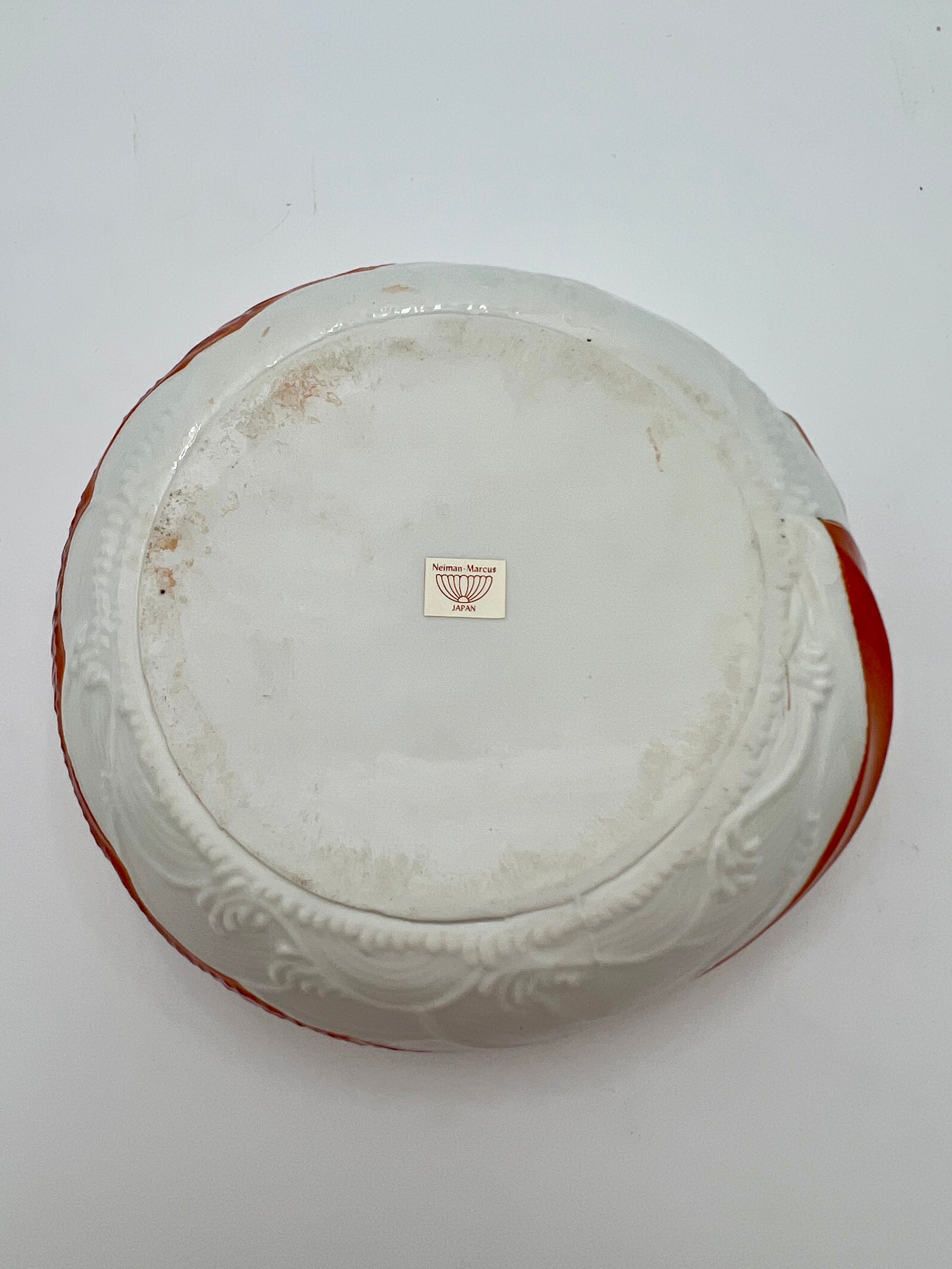 VINTAGE NEIMAN MARCUS JAPAN KOI FISH CERAMIC CENTERPIECE BOWL – ORANGE AND GOLD MID CENTURY MODERN
