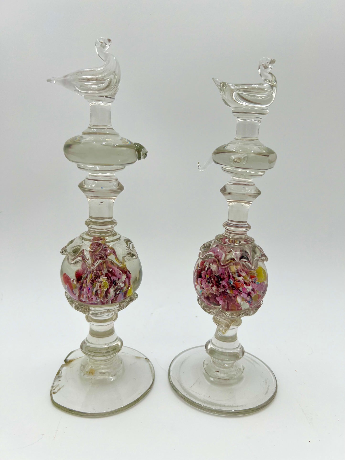 ANTIQUE NINETEENTH CENTURY FRENCH SULPHIDE BLOWN GLASS NECKLACE STANDS