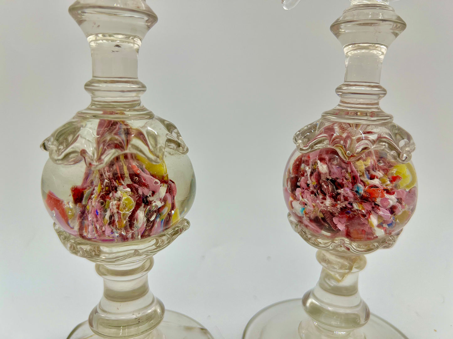 ANTIQUE NINETEENTH CENTURY FRENCH SULPHIDE BLOWN GLASS NECKLACE STANDS
