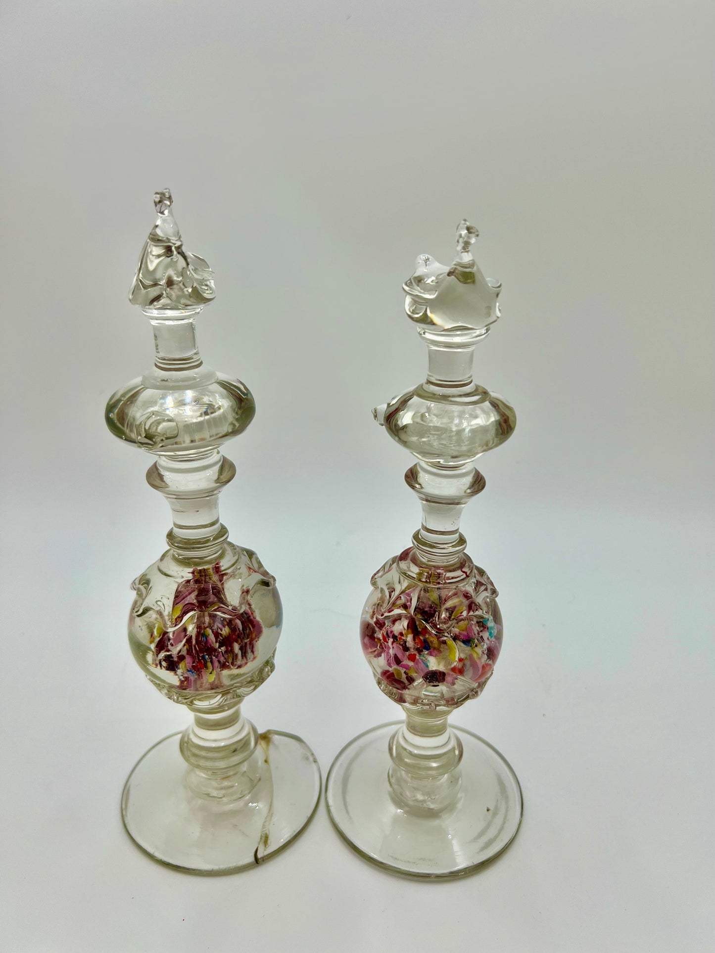ANTIQUE NINETEENTH CENTURY FRENCH SULPHIDE BLOWN GLASS NECKLACE STANDS