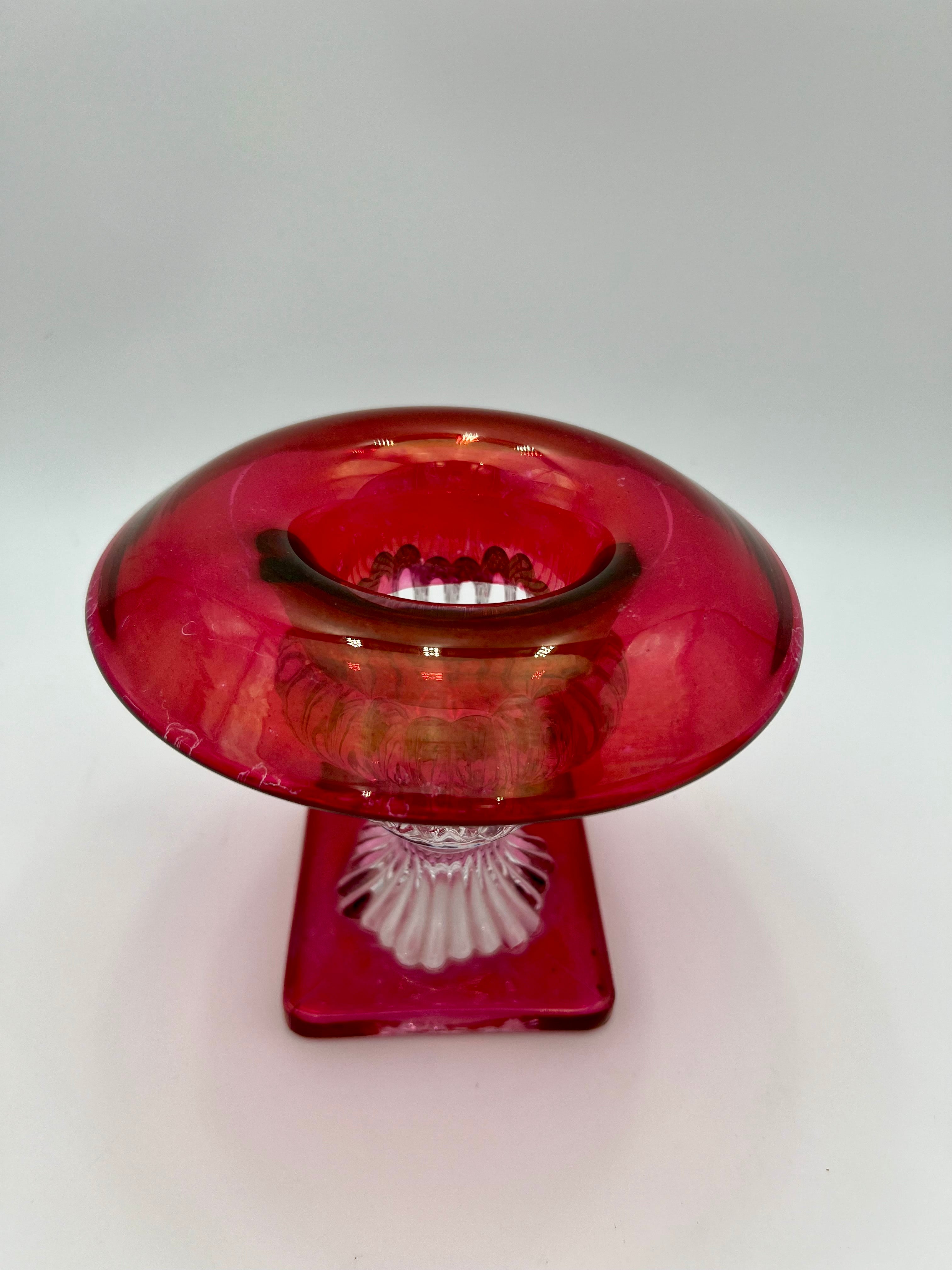 VINTAGE CRANBERRY GLASS VASE — NEIMAN MARCUS ERA LUXURY DECOR