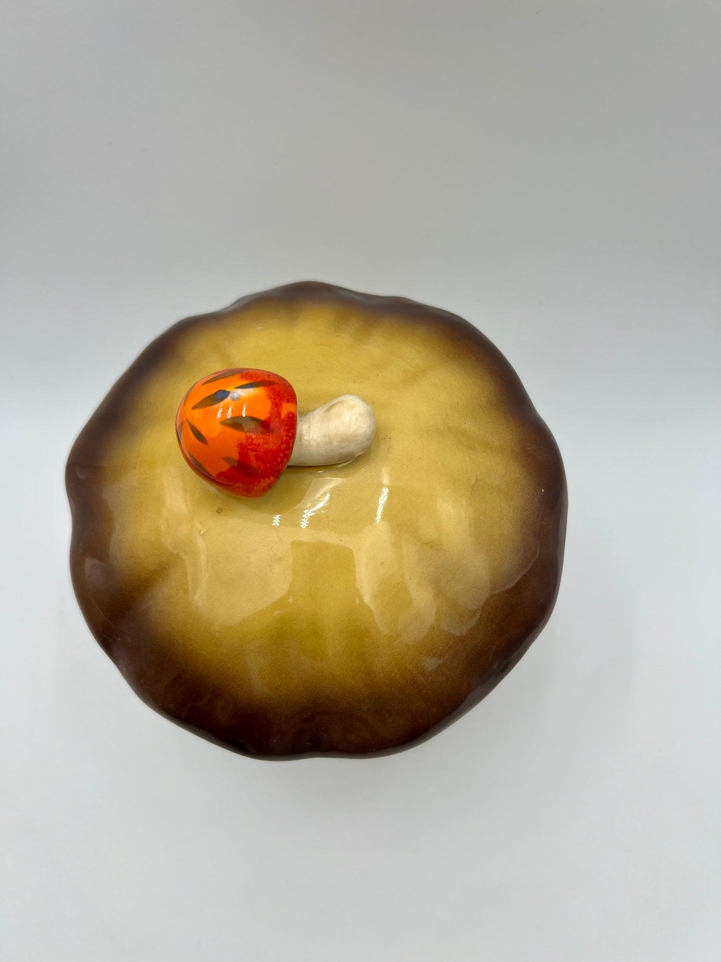VINTAGE MERRY MUSHROOM  9 X 5.5 INCH CANISTER